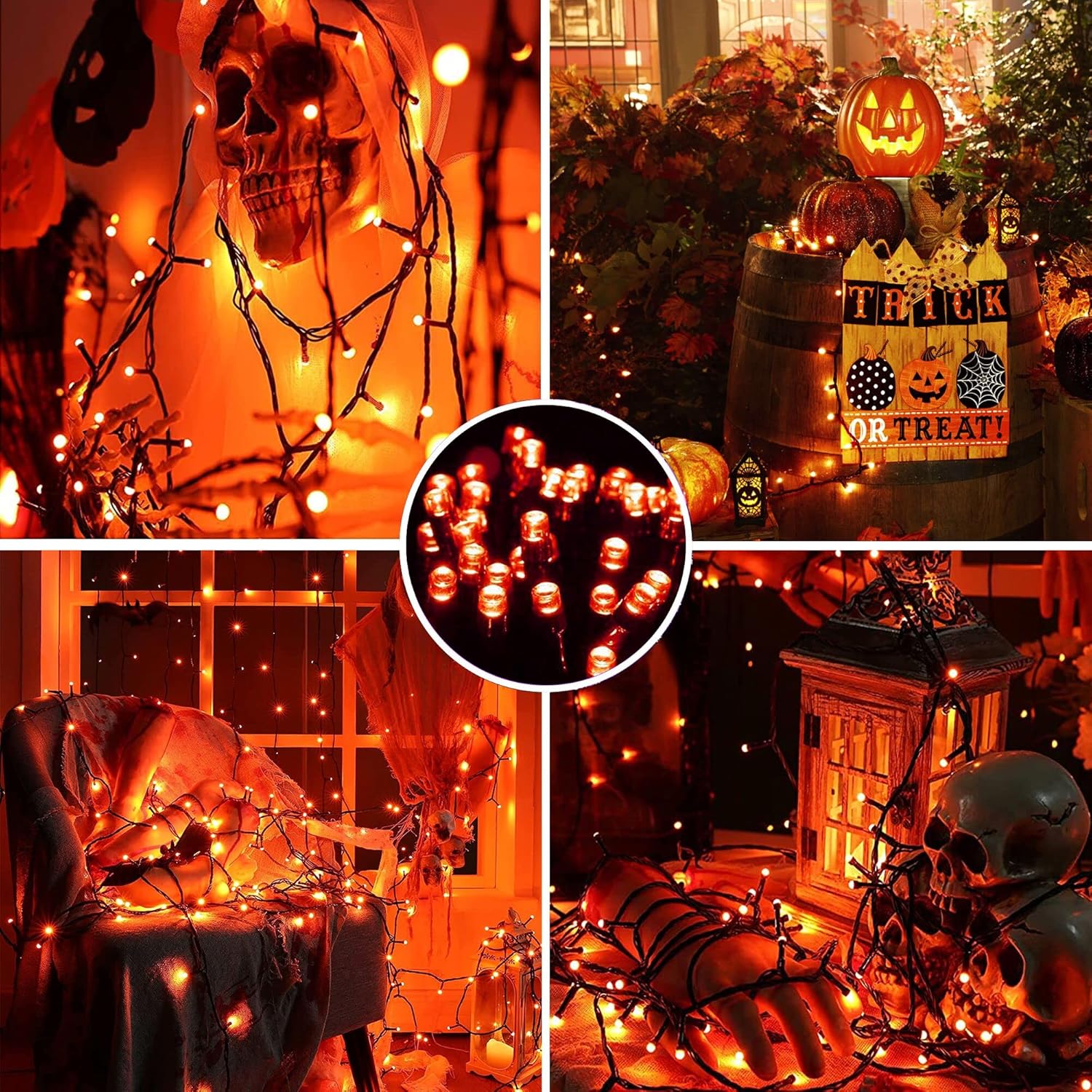 AmyHomie 300LED Orange Christmas String Lights with 8 Modes, Waterproof Fall Lights Outdoor Indoor Fall Decor Fairy String Lights for Party, Thanksgiving Day, Holiday Decoratio