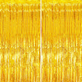 2 Pack Gold Tinsel Foil Fringe Curtains, Gold Party Decorations, Metallic Tinsel Party Streamers Backdrop for Birthday Baby Shower Graduation Wedding New Year Party Decorations