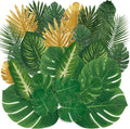 Sggvecsy 110 Pieces 11 Kinds Artificial Tropical Palm Leaves Tropical Leaves Monstera Leaves Safari Jungle Leaf with Stems for Hawaiian Luau Party Table Wedding Shower Birthday Theme Decorations