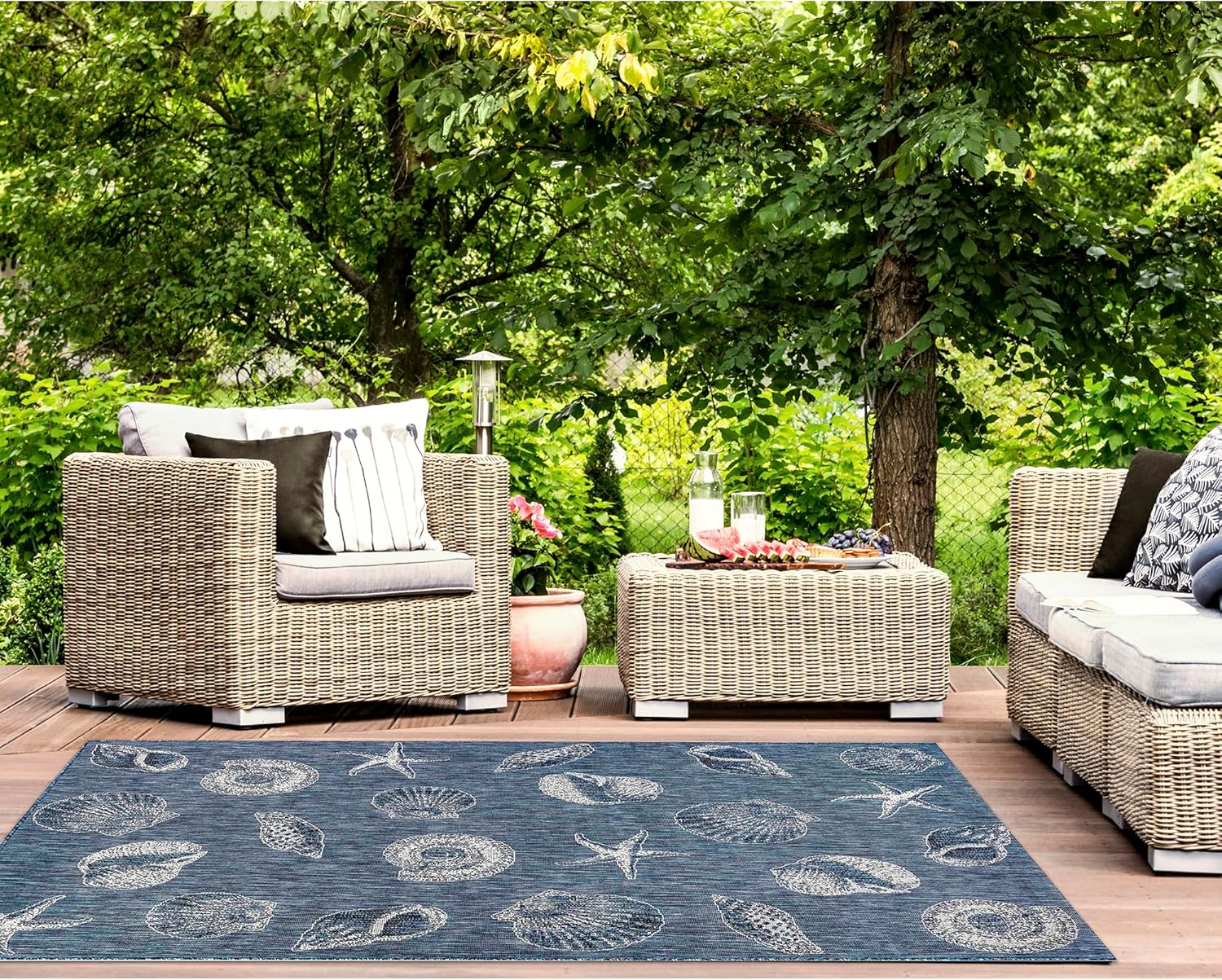 Liora Manne Shells Navy Indoor Outdoor Area Rug, 3'3" x 4'11"
