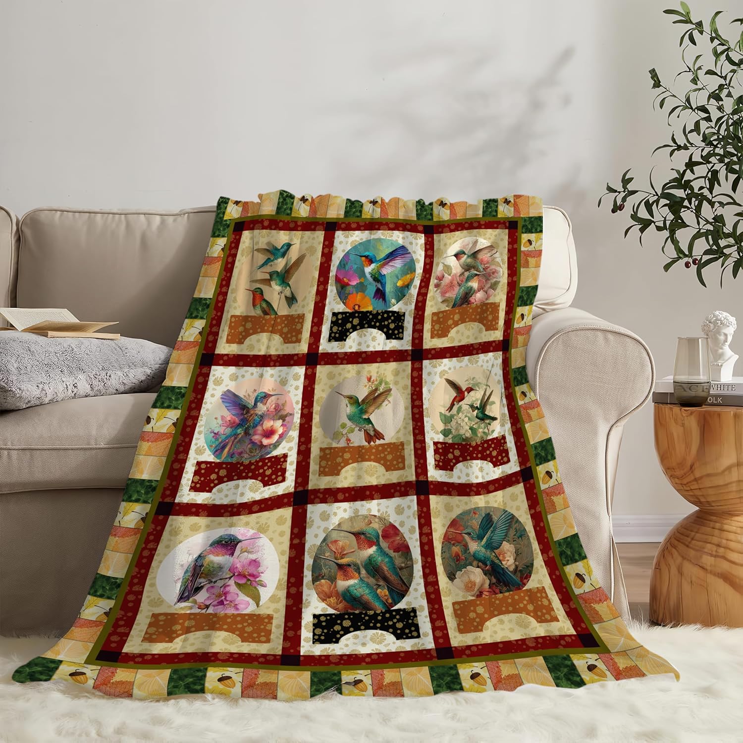 Hummingbird Throw Blanket Hummingbird Bird Stuff Gifts for Kids Girls Boys Adults Women Men Soft Cozy Warm Plush Fluffy Fuzzy Fleece Blanket Decor 60''X80''