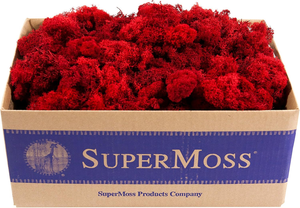 SuperMoss 7 59834 21785 5 Reindeer Moss Preserved, Appx. 3 lb Bulk Case, Red