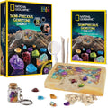 National Geographic Semi-Precious Gemstone Dig Kit for Kids - 15 Real Gems Including Amethyst, Garnet, Opal, Blue Topaz, and More, STEM Rock Collection Activity, Dig Brick, Science Kit for Kids