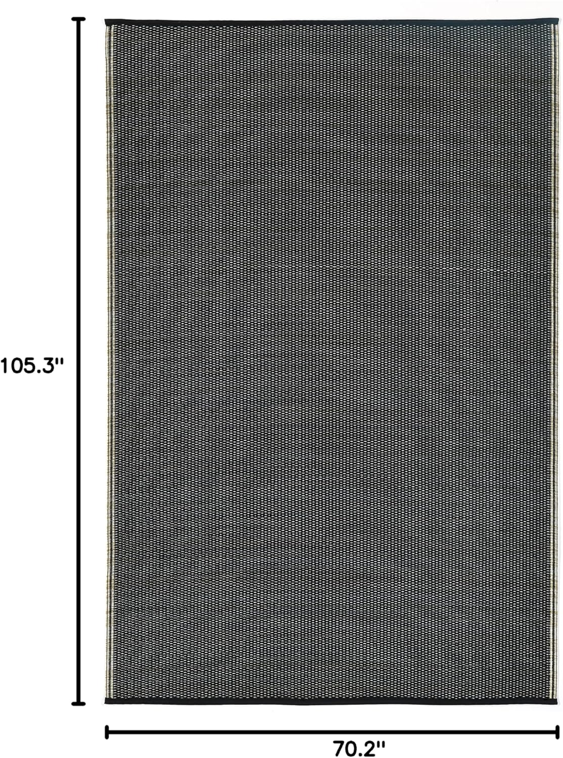 Fab Habitat Outdoor Rug - Waterproof, Fade Resistant, Crease-Free - Premium Recycled Plastic - Neutral Striped - Large Patio, Deck, Sunroom, Camping, RV - Cancun Shadow - Sand & Black - 6 x 9 ft