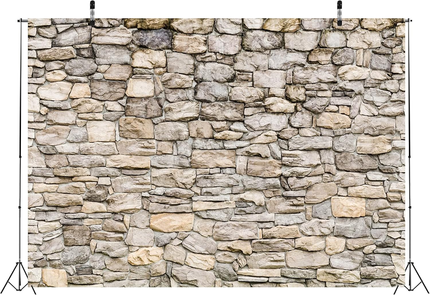BELECO 7x5ft Fabric Rock Stone Wall Backdrop Vintage Brick Rock Stones Photography Background for Party Decorations Portrait Photoshoot Home Decor Video Conference Studio Photo Props