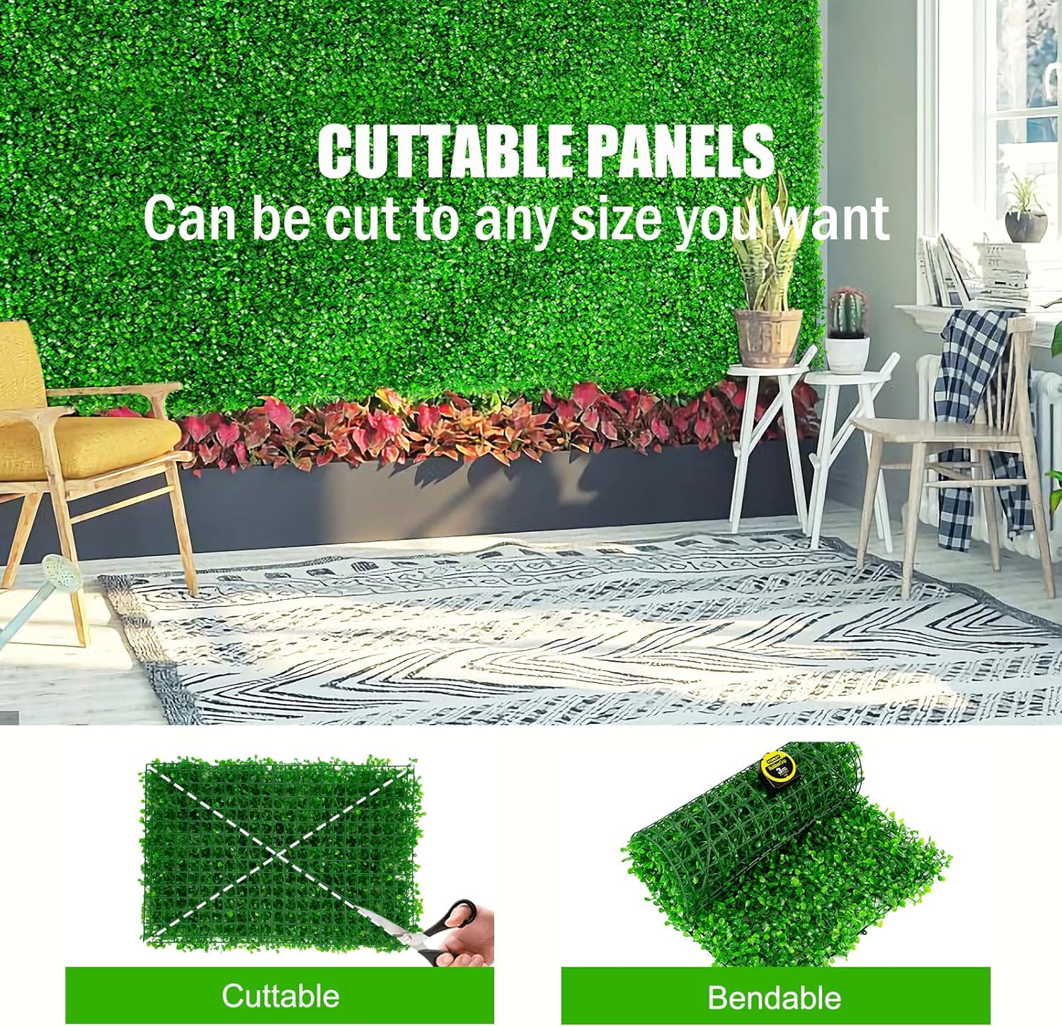 12 Pieces 24"x 16" Artificial Boxwood Panel, Grass Wall Panel, Boxwood Hedge Wall Panels UV Protected Suitable for Artificial Green Wall Decor, Fence Garden Wedding Backyard Decor