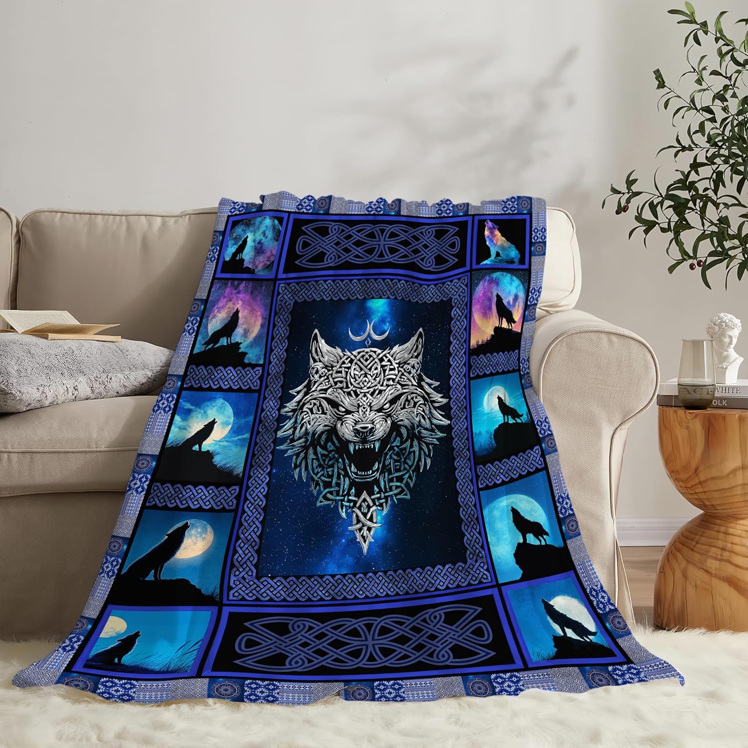 Wolf Throw Blanket Wolf Stuff Gifts for Kids Girls Boys Adults Women Men Soft Cozy Warm Plush Fluffy Fuzzy Fleece Blanket Decor 60''X80''