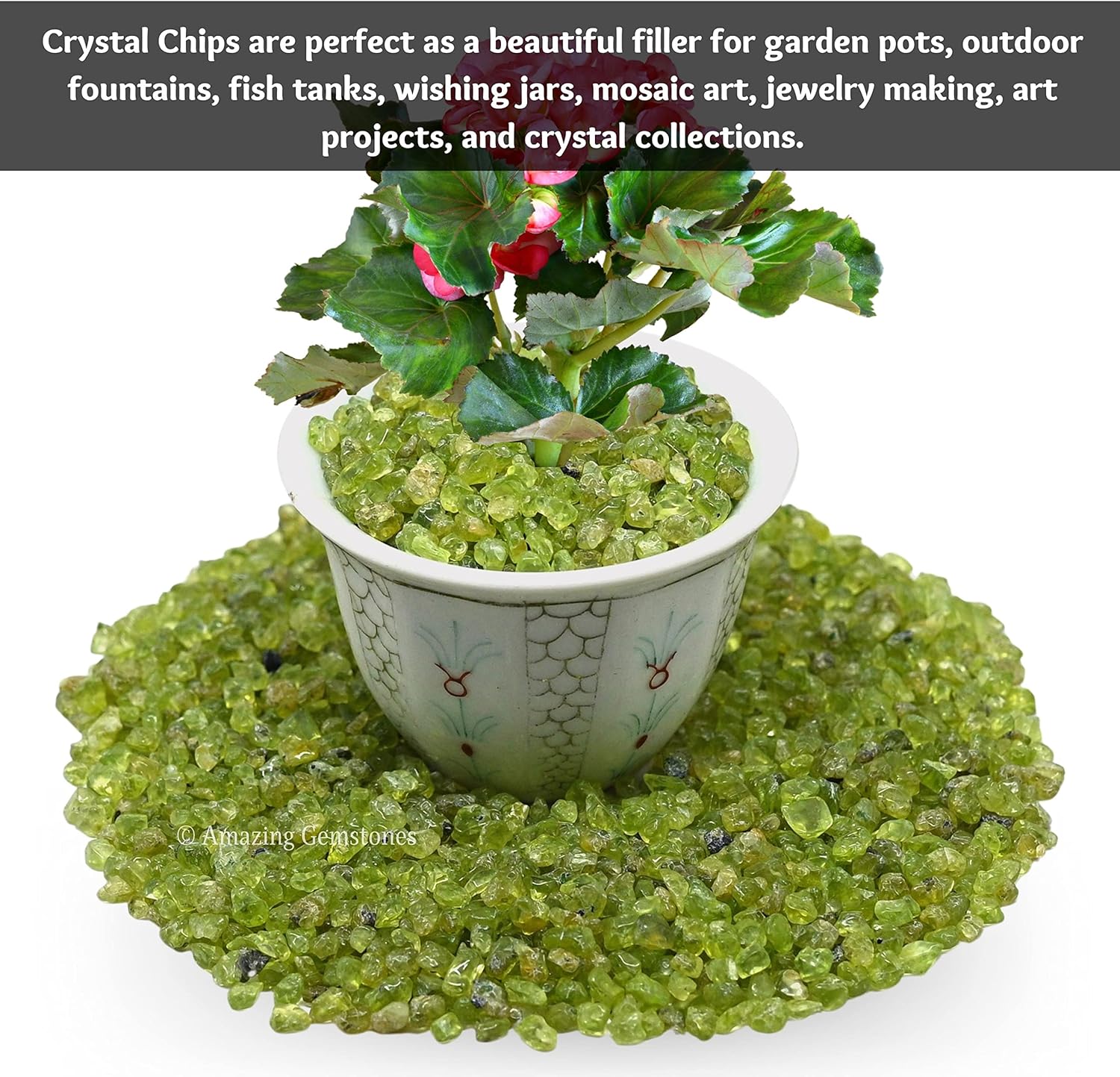 Amazing Gemstone Peridot Crystal Chips & Tiny Crystals - Aquarium Gravel Rocks for Fish Tank Decoration (Natural AAA Grade Gemstones)