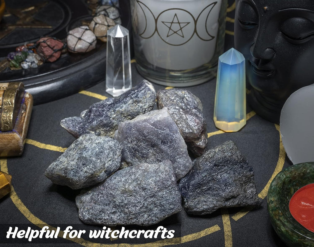 Crocon 1LB Iolite Rough Bulk Natural Stone Raw Gemstone Tumbling Cabbing Polishing Mining Chakra Balancing Reiki Healing Meditation Gift Good Luck Home Office Decor