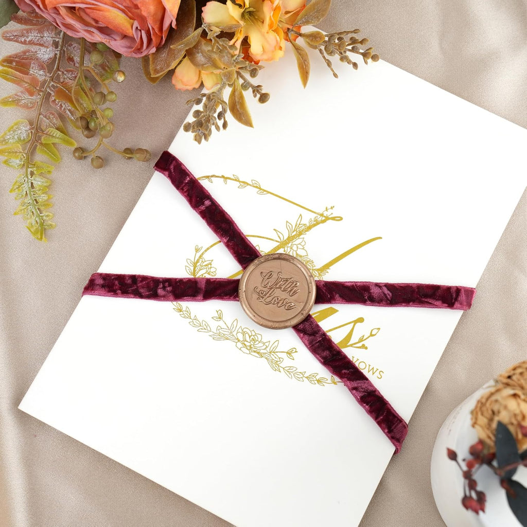 MAYREEL 3/8 Inch Burgundy Crushed Velvet Ribbon Maroon Vintage for Flower Bouquet Gift Wrapping Wedding Invitations Crafts Christmas Decorations Party 25 Yards