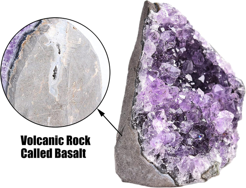 JIC Gem Natural Amethyst (1 lb to 2 lb) Crystal Cluster from Brazil Light Purple Quartz Geode for Home Decor