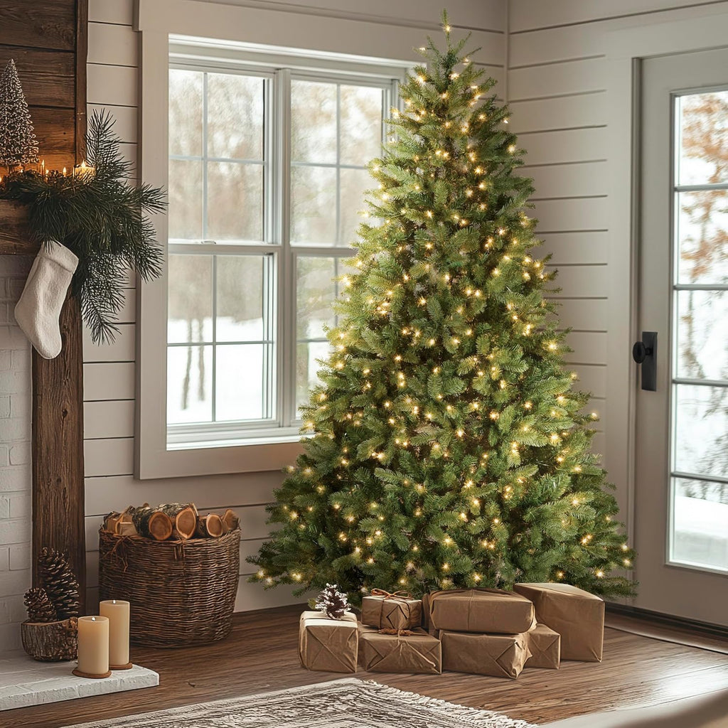 National Tree Company 7.5 ft Pre-Lit Downswept Douglas Fir Full Artificial Christmas Tree, 750 Clear Lights, 1867 Tips, Includes Stand, Green