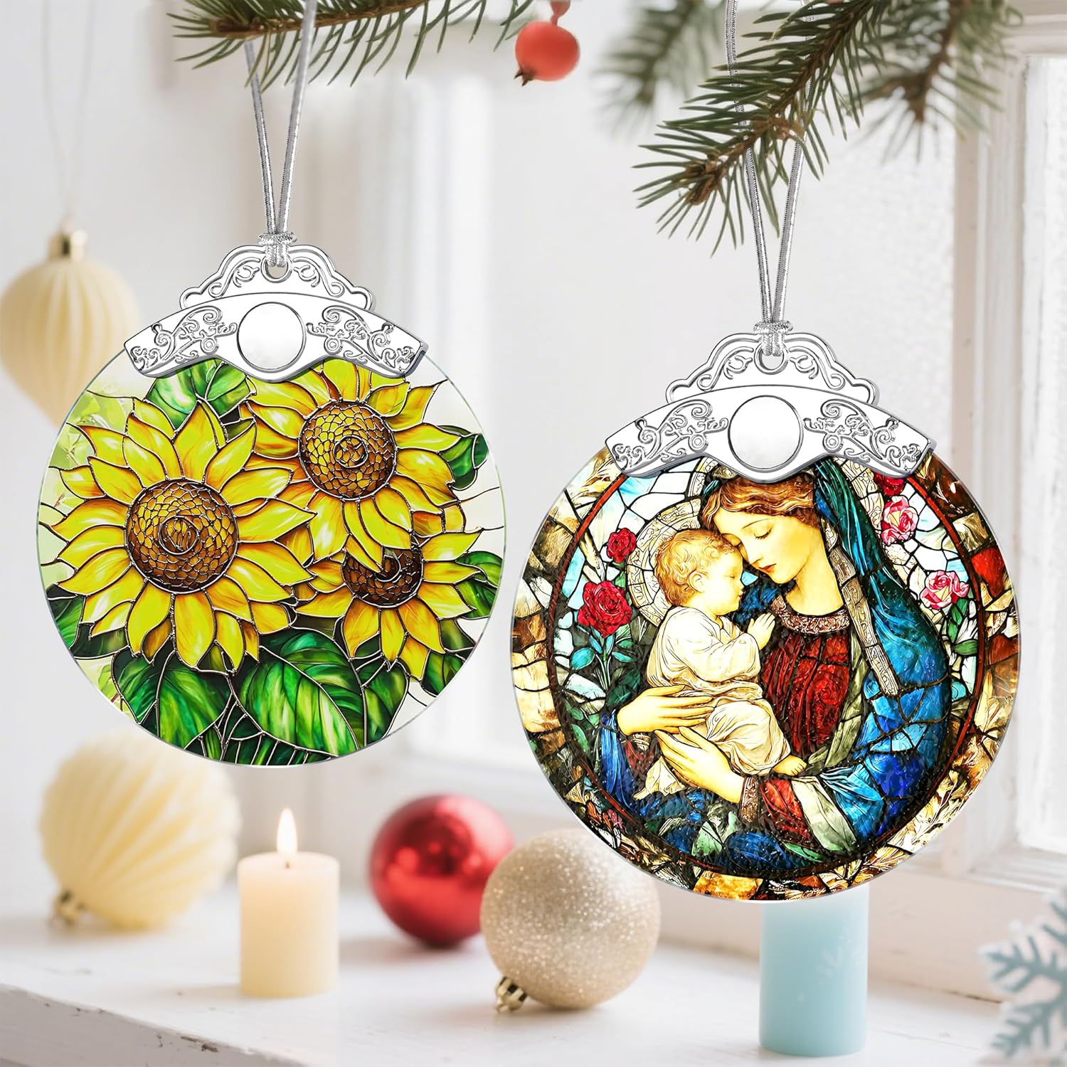 Religious Christmas Ornaments, Christmas Decorations for Tree, Keepsake Ornaments, Holiday Ornament, Baptism Gift, Religious Gift, Gifts for Christian Women & Gifts for Mothers