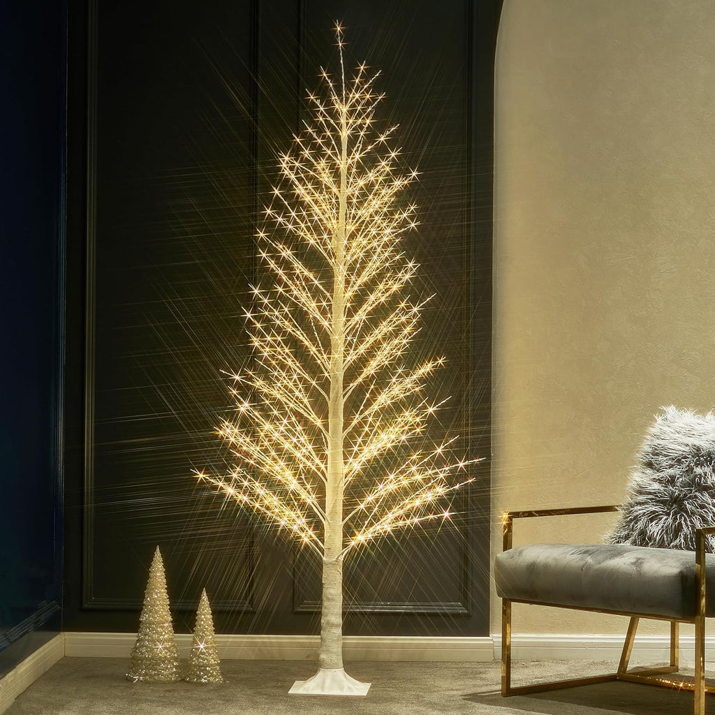 BAOLITVINE 6FT Alpine Christmas Tree, 810 LED Warm White Lights, Artificial White Tree with Lights for Home, Christmas Festival, Wedding Party, Indoor Outdoor
