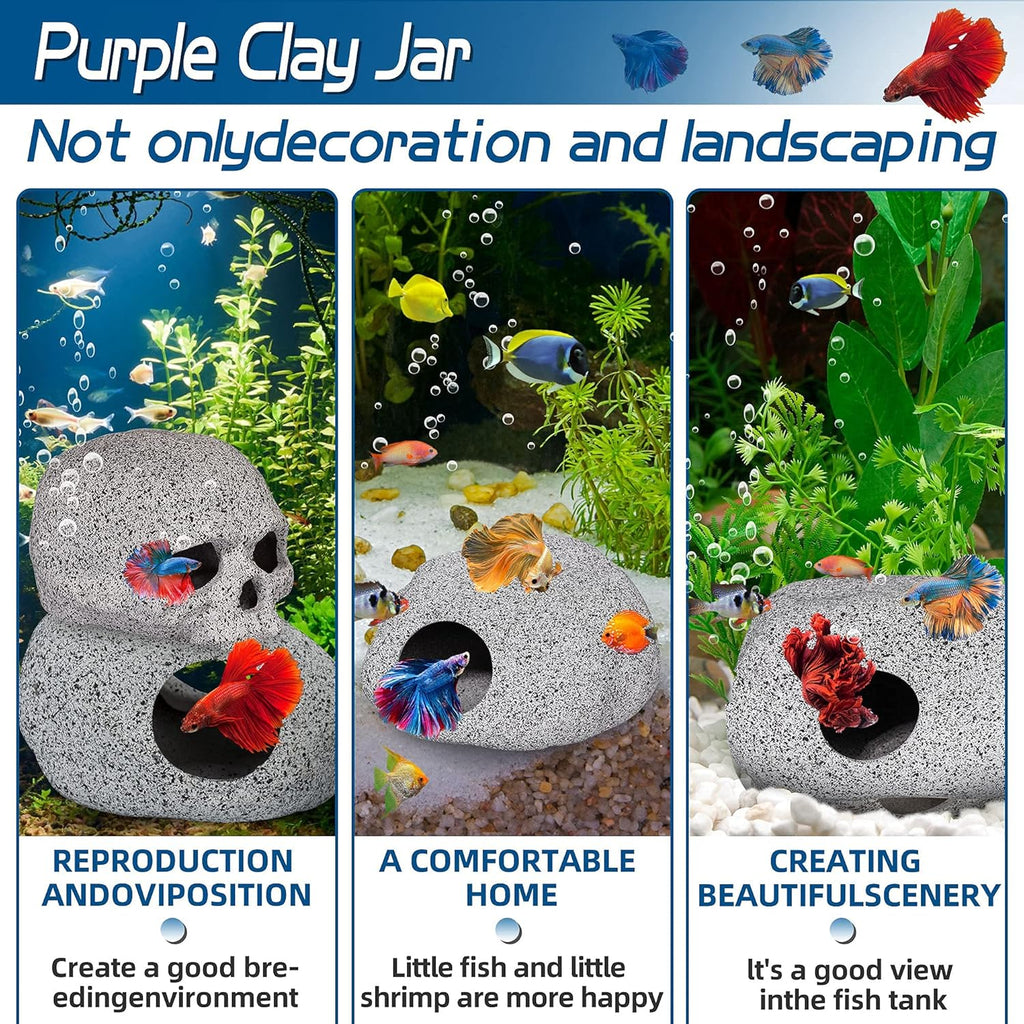Aquarium Decorations Cave Fish Tank Accessories Rock Decor for Shrimp Cichlid Hiding Breeding Small Fish Bowl Hide Decoration Betta Toys Hideout Stones House（Small）