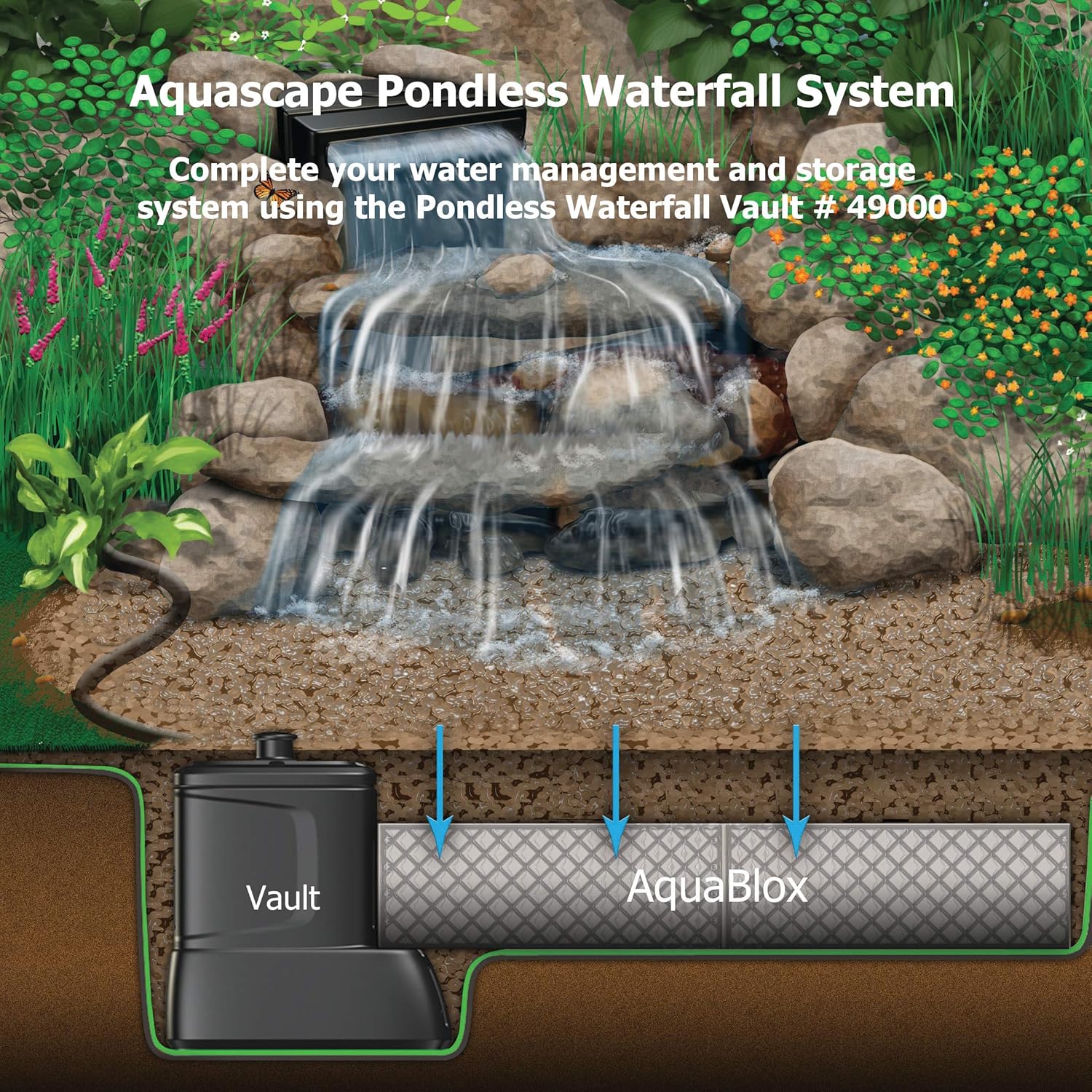 Aquascape AquaBlox Water Storage Module Block System for Pondless, Waterfall, Water Features and Garden Drainage, Small | 29491