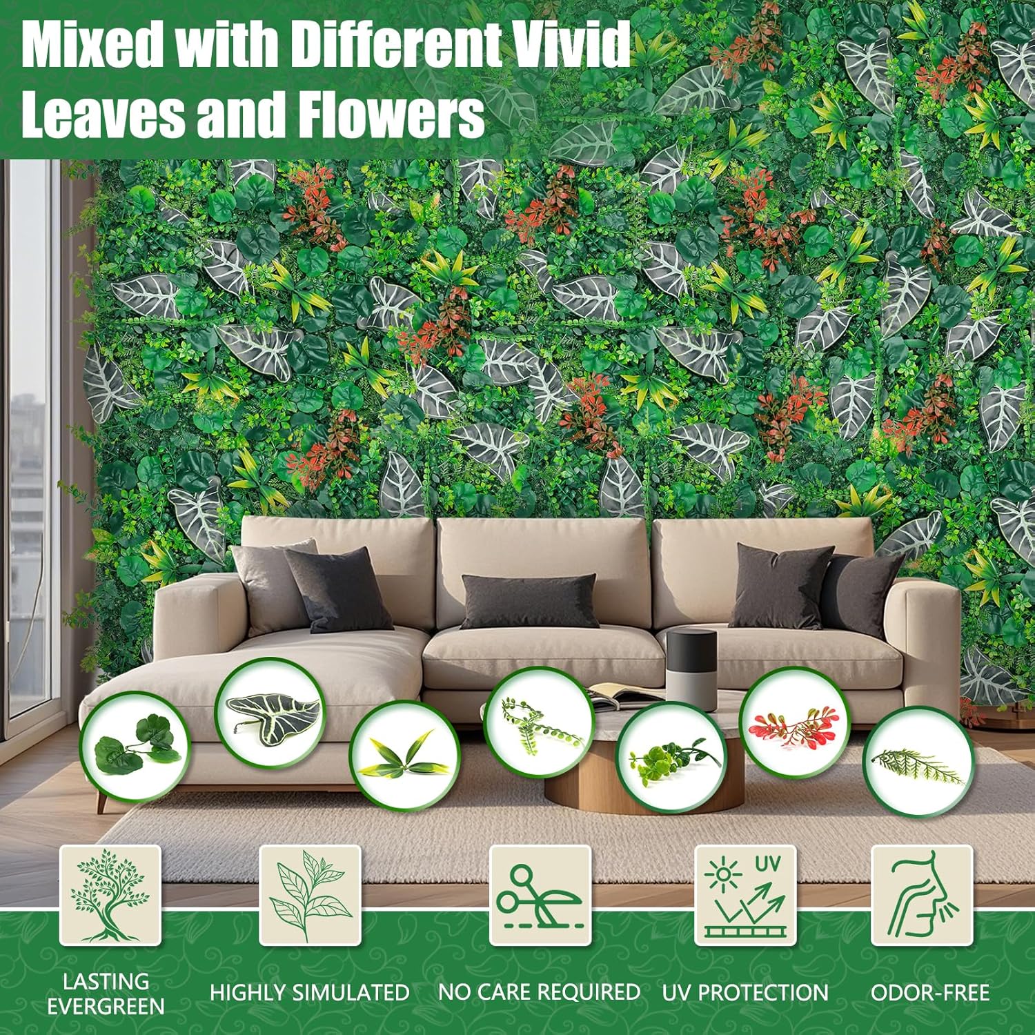Artificial Grass Wall Roll Panels, 40"x120"(33.33 SQFT) UV Protection Greenery Plant Backdrop, Faux Boxwood Green Wall Decor for Party Patio Garden Backyard