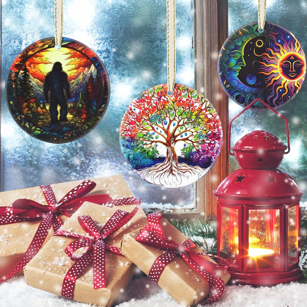 2025 Christmas Ornaments, Round Ceramic, Holiday Decor for Christmas Tree, Gift Idea for Friends