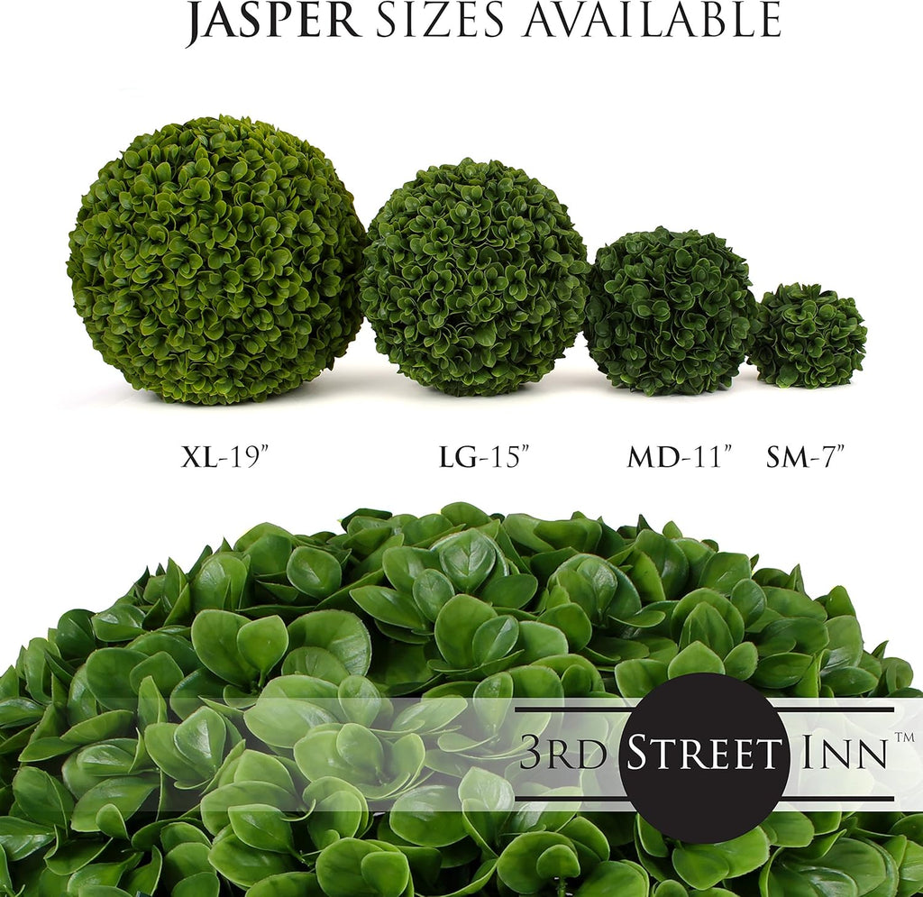 3rd Street Inn Medium Jasper Topiary Ball - Artificial Plant Set - Indoor/Outdoor Wedding Party Decor - Faux Foliage Garden Sphere - Tree and Bush Substitute (11", 6 Pack)