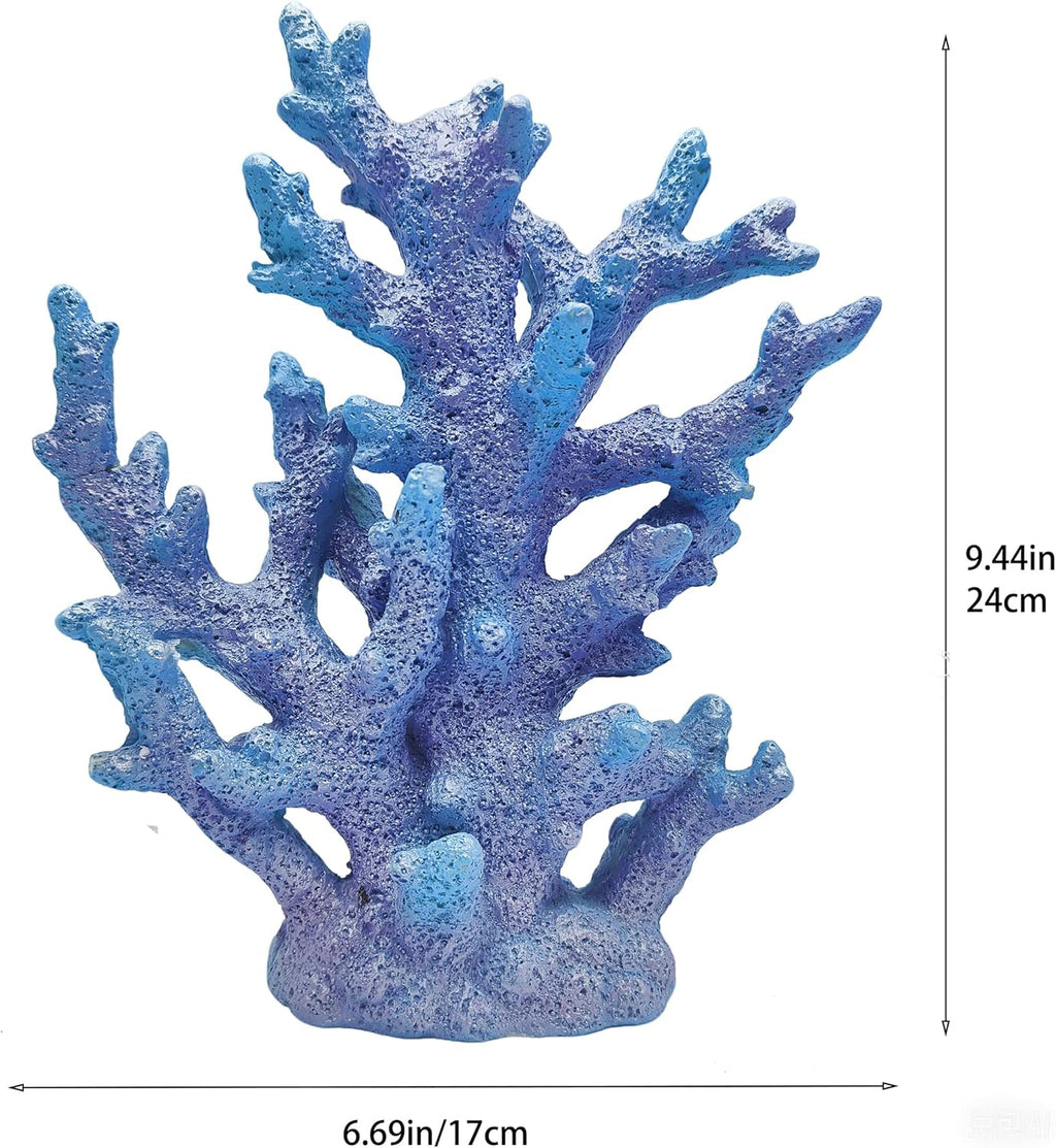 Beach Coastal Decor Coral Reef Home Decor Coral Statue Sculpture Home,Desk,Bathroom,Desktop Shelf Statue,Marine Themed Gifts (Gradual Blue Coral)