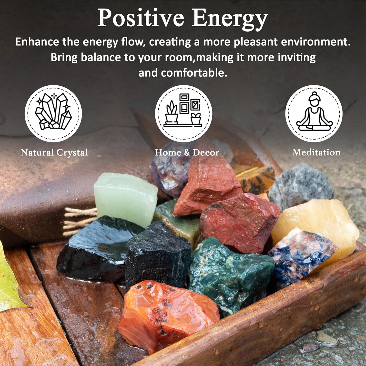 Crocon 1LB Assorted Rough Bulk Natural Stone Raw Gemstone Tumbling Cabbing Polishing Gem Mining Chakra Balancing Reiki and Crystal Healing Good Luck Home Office Décor