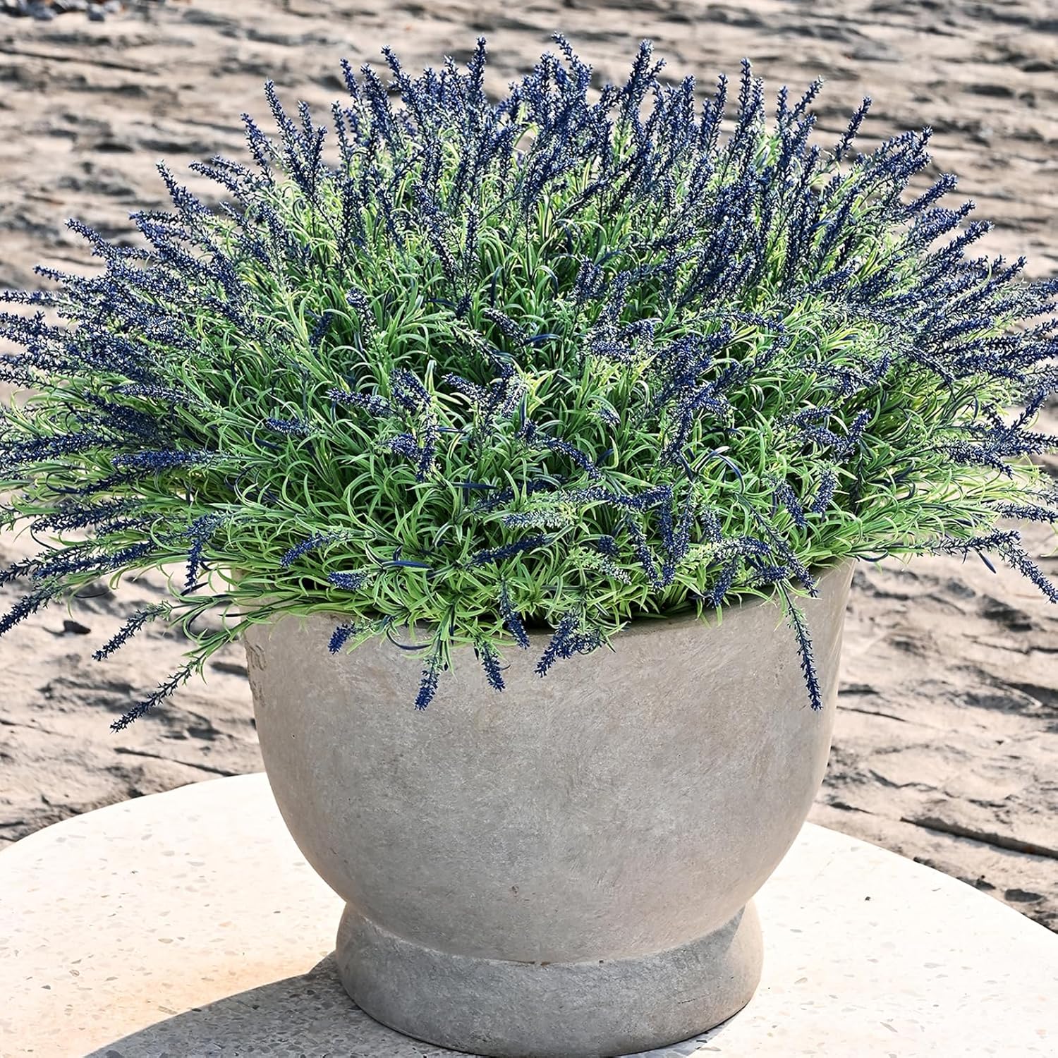 UV-Resistant Artificial Lavender Flowers – Certified Fade-Proof Outdoor Decor – Realistic Purple Fake Plants for Patio, Garden, and Landscaping (UV Resistant Dark Purple Lavender)