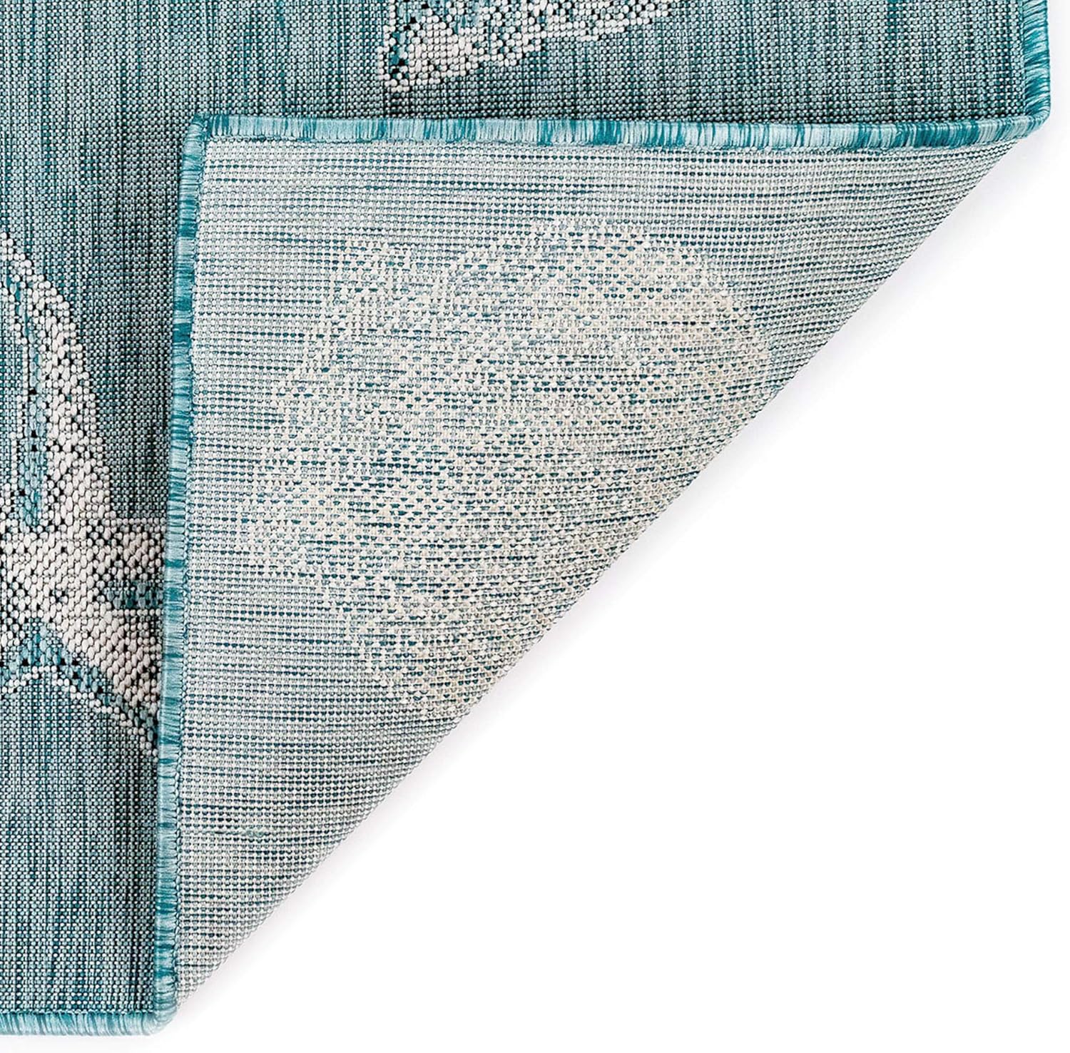 Liora Manne CARMEL Indoor/Outdoor Power Loomed Synthetic Blend Low Profile Area Rug - Transitional Coastal Seashell Decorative (Shells Aqua) (6'6" x 9'4")