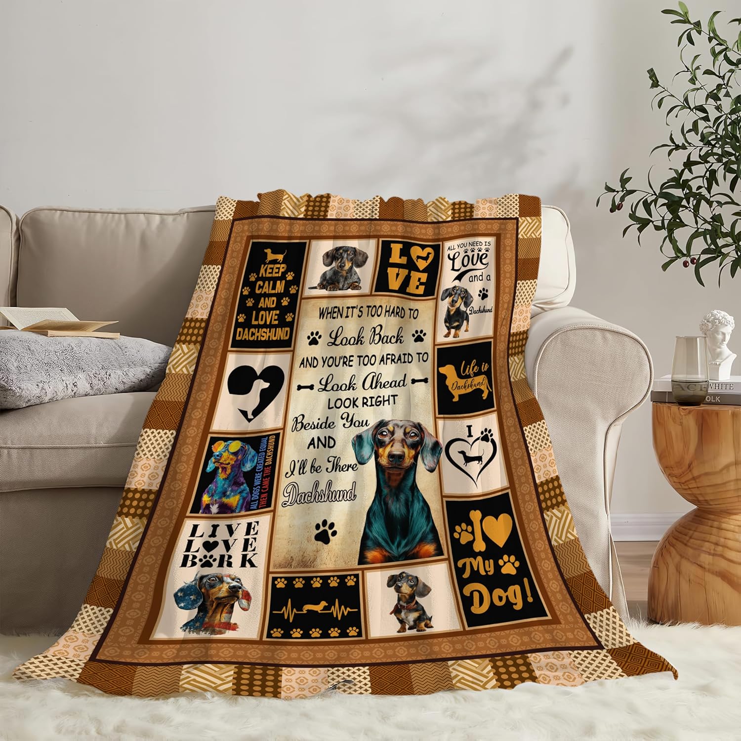 Dachshund Throw Blanket Weiner Dog Dachshund Puppy Stuff Gifts for Dog Lover Kids Girls Boys Adults Women Men Soft Cozy Warm Plush Fluffy Fuzzy Fleece Blanket Decor 60''X80''