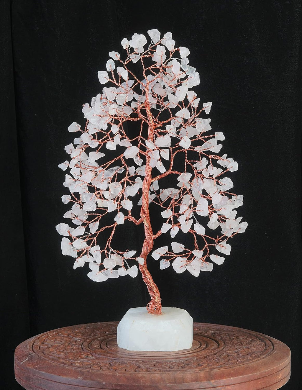 Rose Quartz Crystal Tree Gemstone Tree of Life Quartz Base Chakra Bonsai Tree for Room, Office & Bedroom Decor Spiritual Gift Meditation Birthday Gift for Women Mom her Sister Housewarming Gifts Home