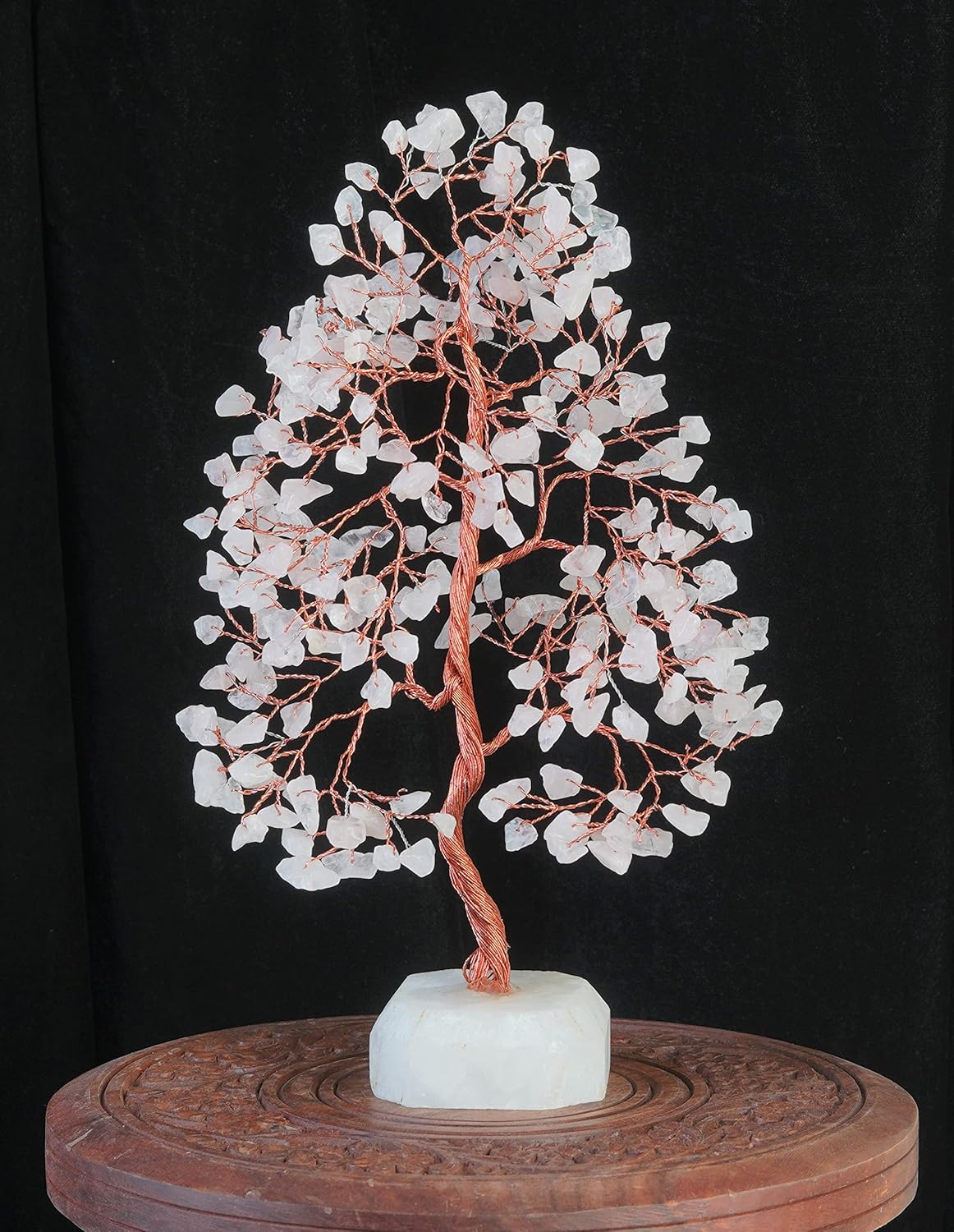 Rose Quartz Crystal Tree Gemstone Tree of Life Quartz Base Chakra Bonsai Tree for Room, Office & Bedroom Decor Spiritual Gift Meditation Birthday Gift for Women Mom her Sister Housewarming Gifts Home