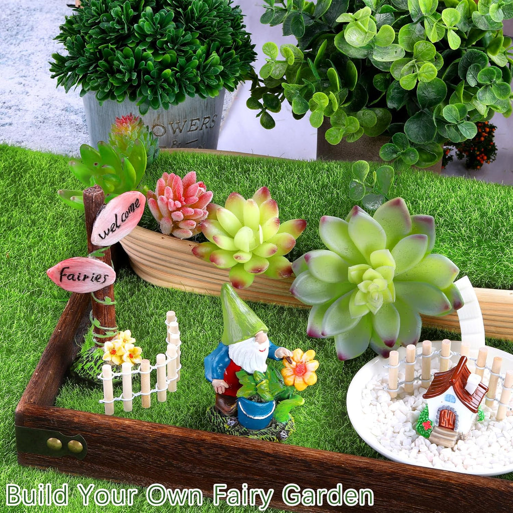 Elcoho 24 Pieces Fake Grass for Crafts Fairy Garden 6 x 6 Inches Artificial Garden Grass for Miniature Ornament Dollhouse DIY Decoration