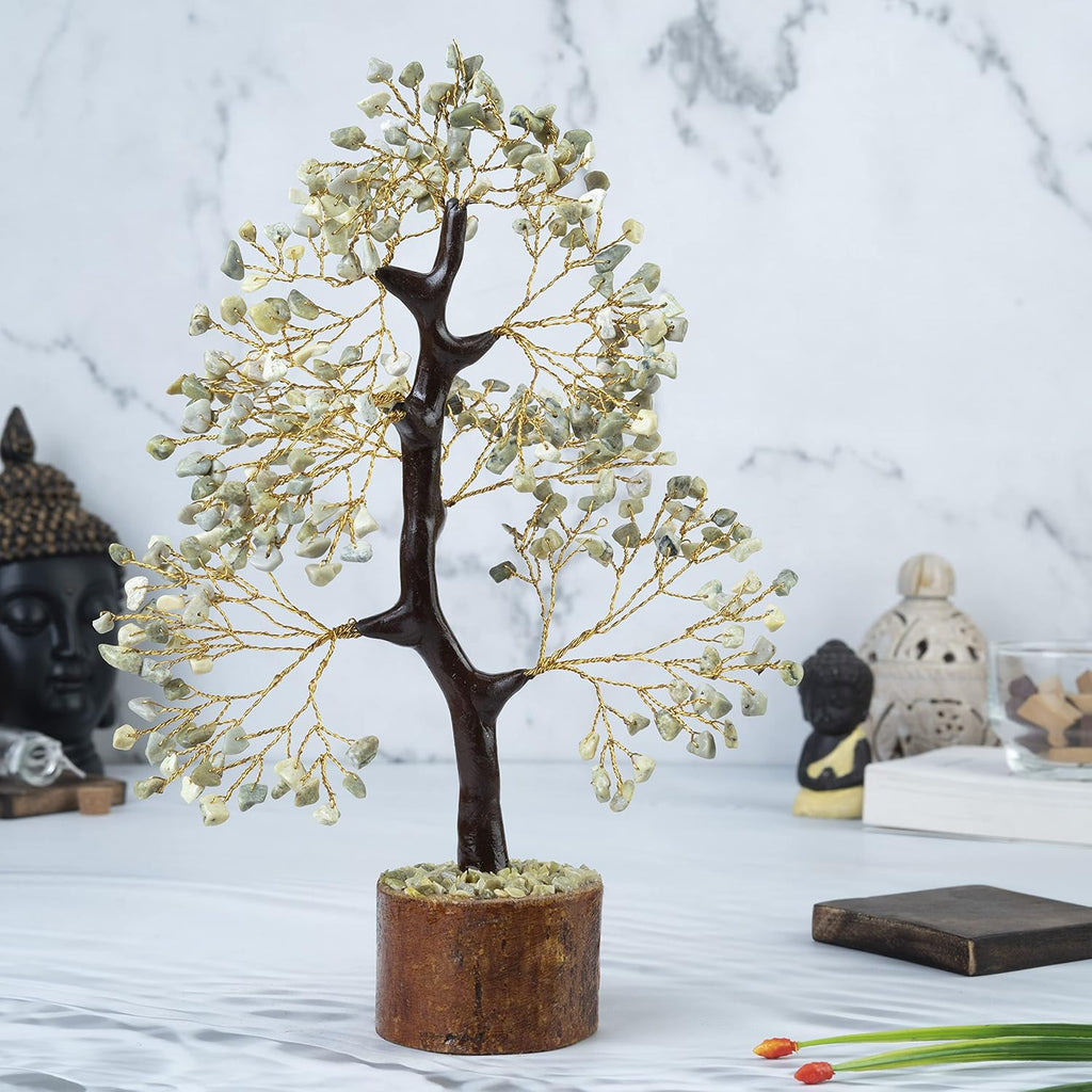 Crocon Serpentine Gemstone Tree, Crystal Tree of Life - Chakra Tree - Feng Shui Tree Decor - Money Tree Bonsai - Healing Crystal - Stone Tree - Home Decor - Spiritual Gift - Gem Tree