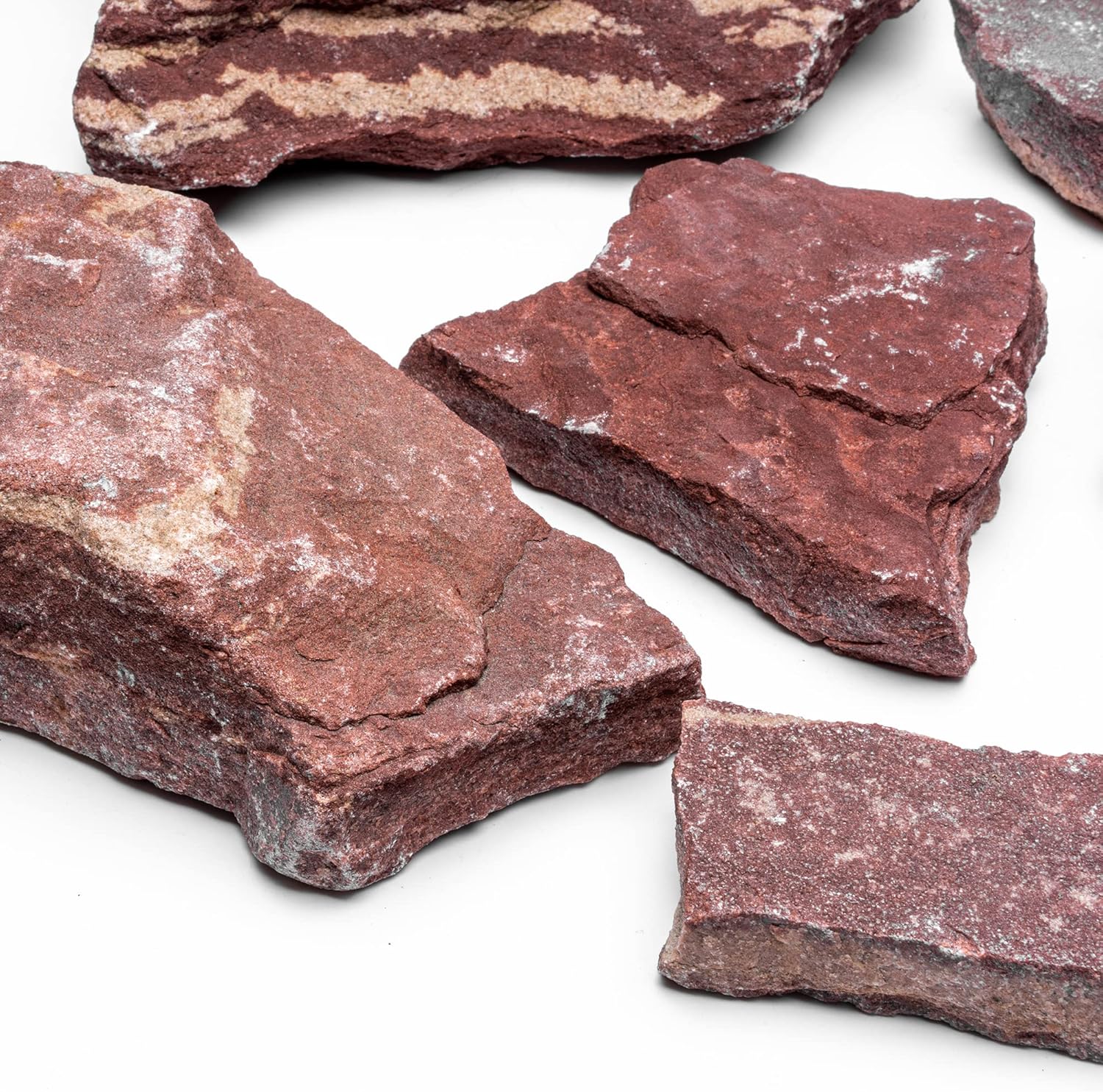 Natural Slate Stone for Aquariums, Fish Tanks, Terrariums, Aquascaping and Amphibian Enclosures, Mix of Large and Medium Size Rocks - by SubstateSource (5 Pounds, Red River)