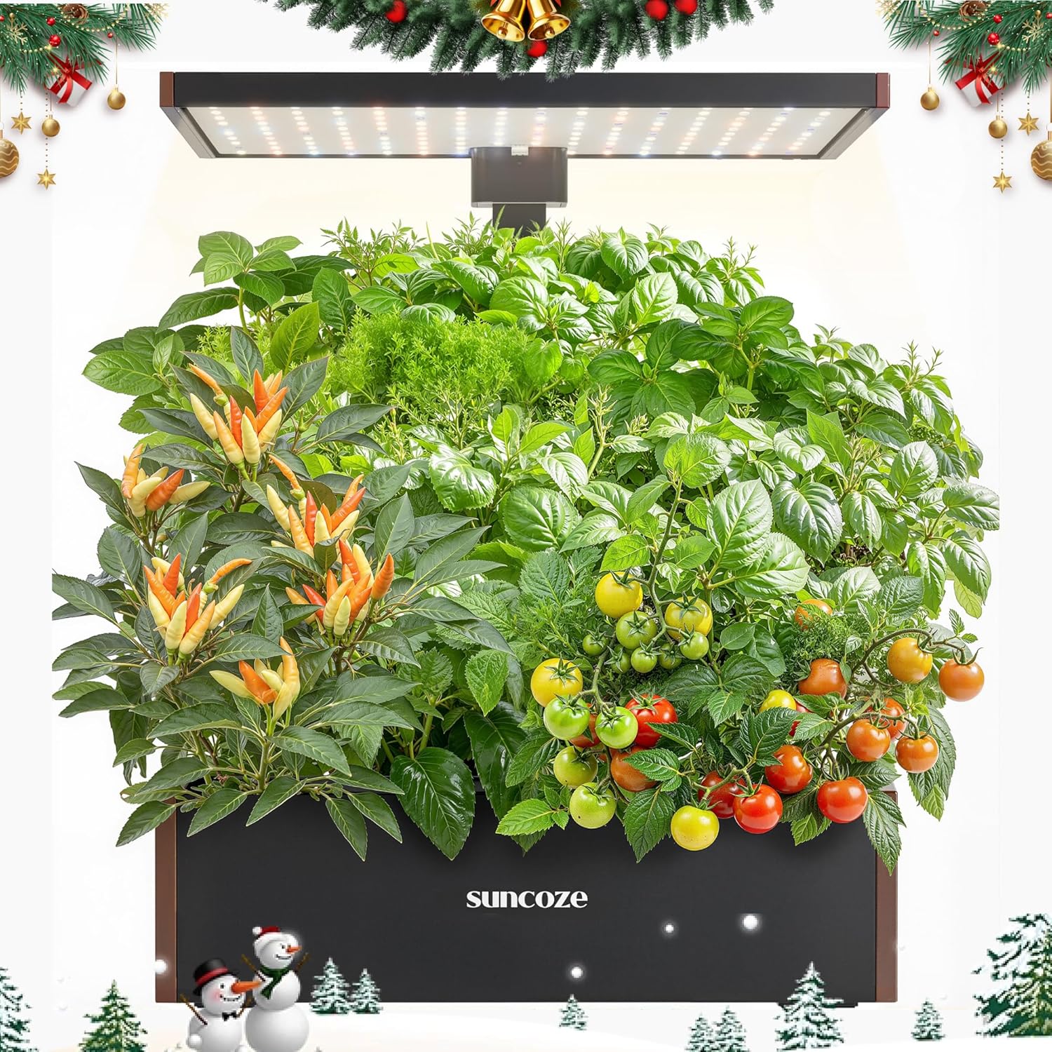 SUNCOZE Hydroponics Growing System Kit, 20 Pods Indoor Herb Garden with 10L Water Tank & Adjustable Height 25", 30W LED Grow Light, LCD Display with Veg/Flower Modes, Pump & Low Water Reminder, Black