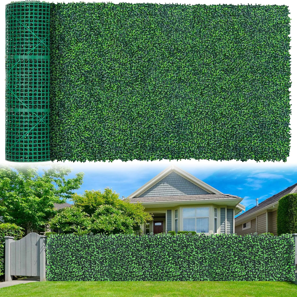 Artificial Boxwood Roll Panels,48"x 140"(47 sq.ft) UV-Anti Faux Ivy Leaves Privacy Fence Screen Grass Wall Roll Panels for Indoor Home Decor and Outdoor Garden Backyard