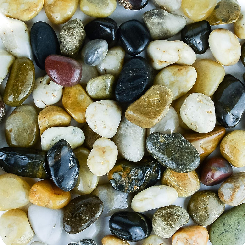 5 lbs Approx. 130 River Rocks Stones for Plants Pebbles for Indoor Plants | Aquarium Fish Tank Rocks | Polished Decorative Rocks for Vases (0.8-1.6 Inches)