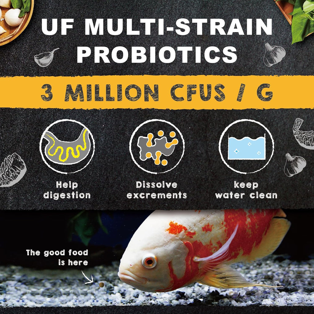 Ultra Fresh Cichlid Sinking Fish Food, Wild Sword Prawns, All Natural Ingredients, Carnivore Pellets for Large Cichlid and Tropical Fish, Royal Cichlid Premium Pellet 4.58 oz