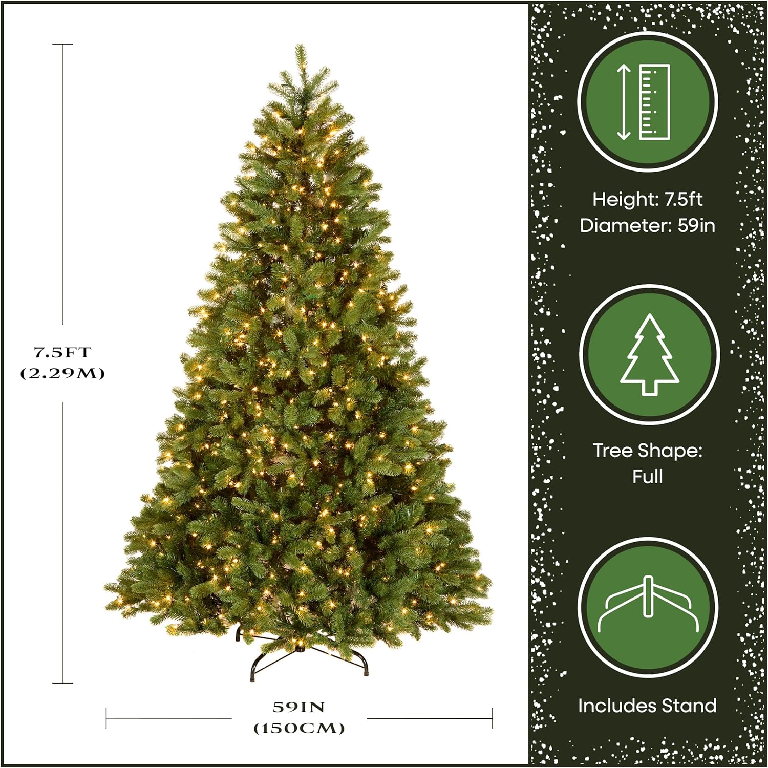 National Tree Company 7.5 ft Pre-Lit Downswept Douglas Fir Full Artificial Christmas Tree, 750 Clear Lights, 1867 Tips, Includes Stand, Green