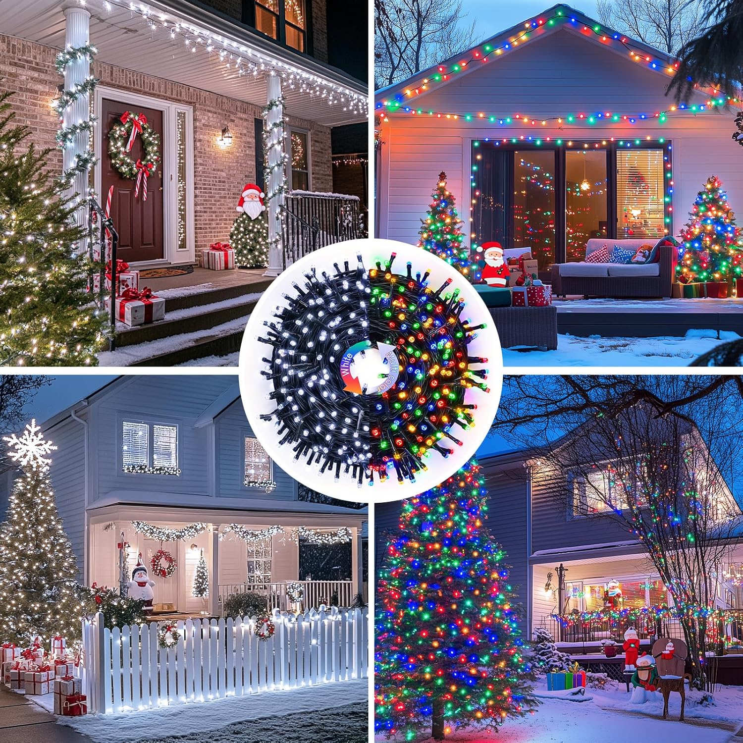 JMEXSUSS Color Changing Christmas Lights, 66ft 200 LED White & Multicolor String Lights Outdoor Waterproof with Timer Remote, Connectable Christmas Tree Lights Plug in for Indoor Xmas Decor