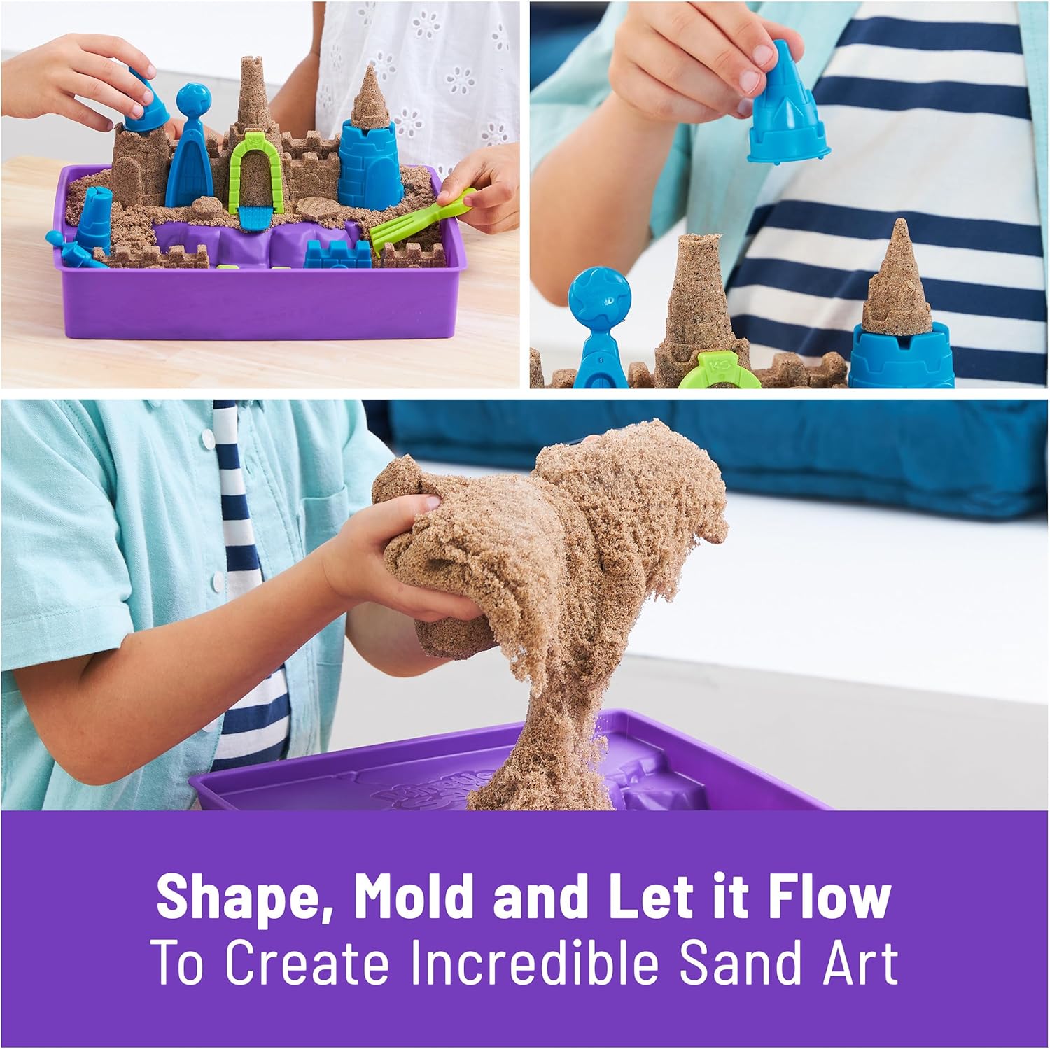 Kinetic Sand, Deluxe Beach Castle Playset with 2.5lbs Play Sand, Tools & Molds, Sensory Toys, Stocking Stuffers for Kids Ages 3 and up