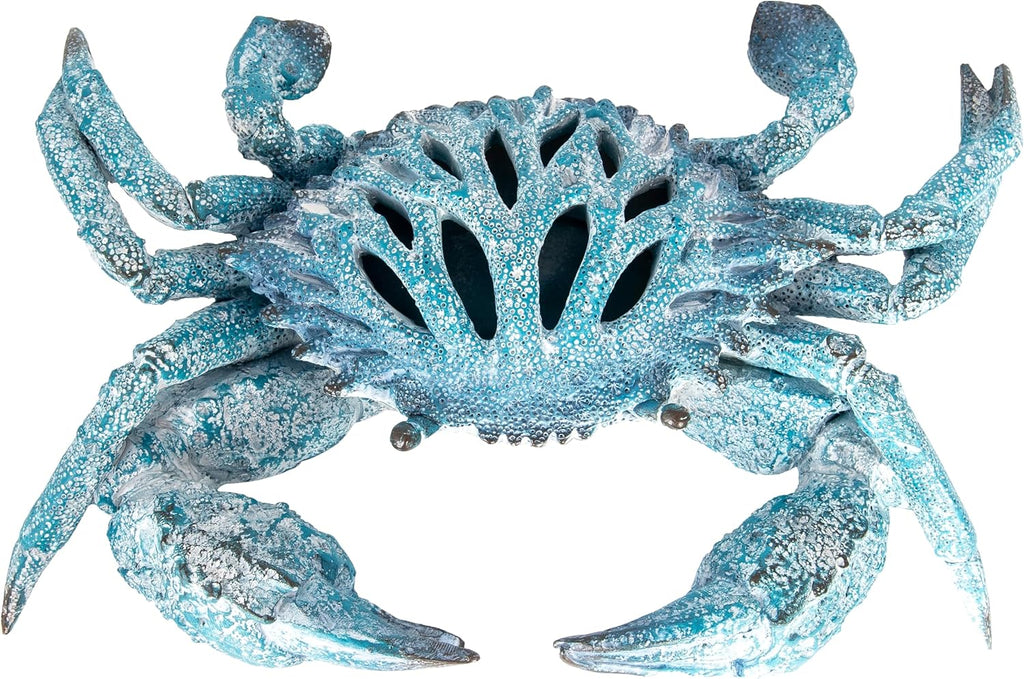 Blue Coral Crab Statue – Ocean Coral Reef Coastal Decor for Beach Homes | Polystone Nautical Figurine with Textured Finish for Shelf or Tabletop Display (11” x 10”) by Corner Merchant