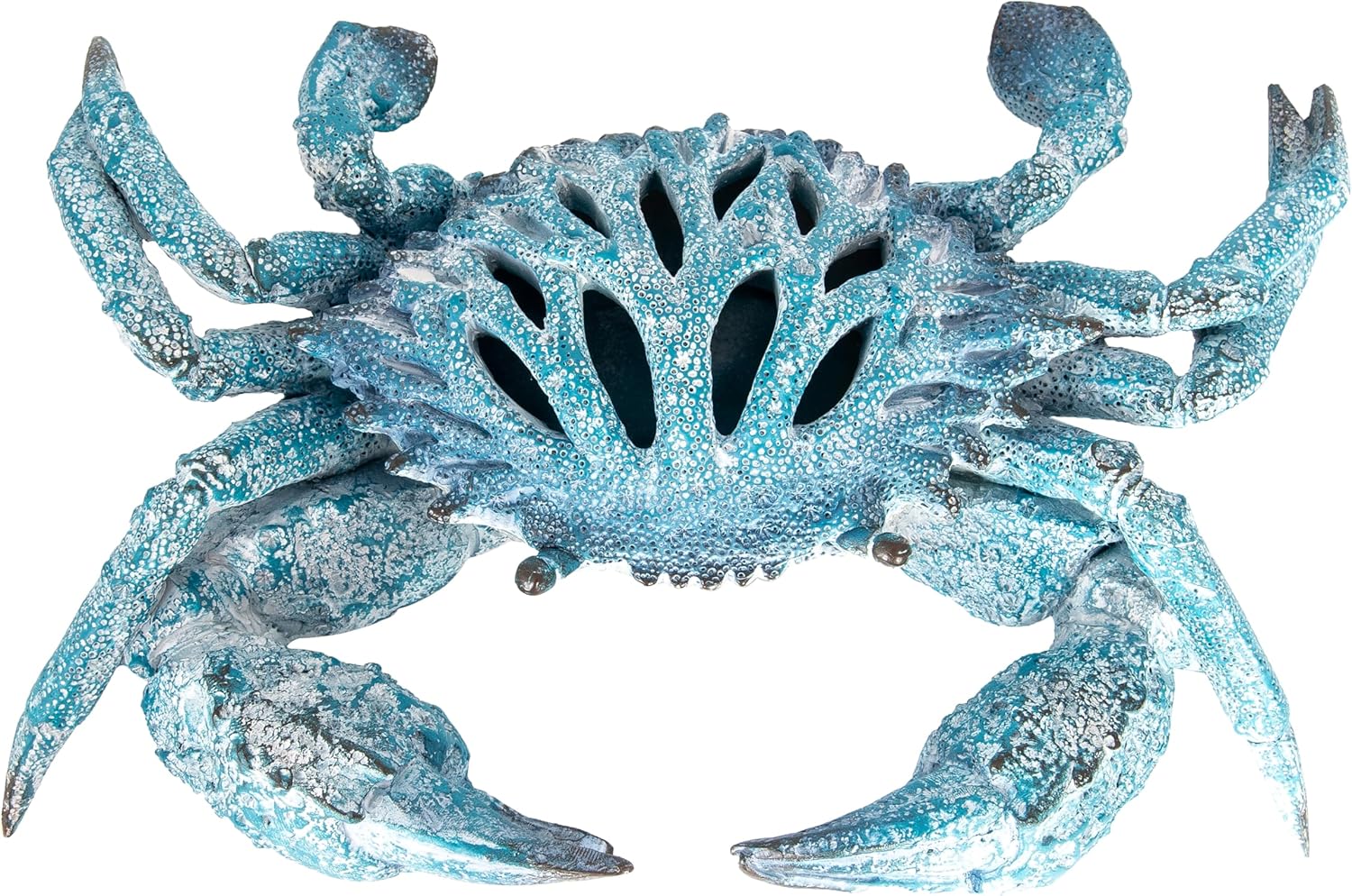 Blue Coral Crab Statue – Ocean Coral Reef Coastal Decor for Beach Homes | Polystone Nautical Figurine with Textured Finish for Shelf or Tabletop Display (11” x 10”) by Corner Merchant