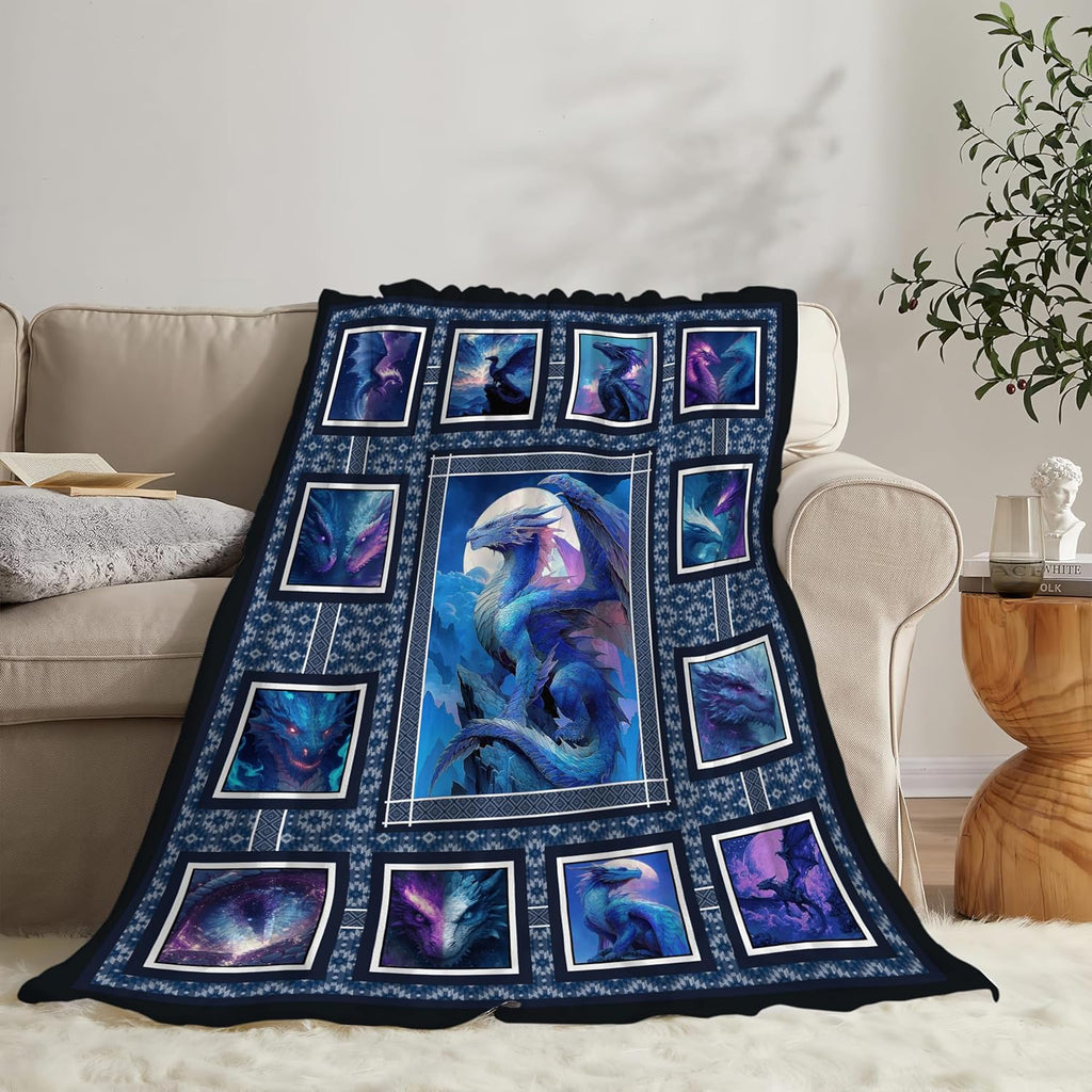 Dragon Throw Blanket Dragon Stuff Gifts for Kids Girls Boys Adults Women Men Soft Cozy Warm Plush Fluffy Fuzzy Fleece Blanket Decor 60''X80''