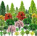 38PCS Mini Model Miniature Trees, Mixed Model Colourful Trees Building Train Scenery Architecture Fake Trees for DIY Crafts, Building Model, Scenery Landscape