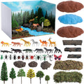 codree 65 Pcs Jungle Diorama Kit Habitat Project Box Set, Cardboard Diorama Box Animals Model Scenery Kit, Animal Figurines Rainforest Diorama Supplies for DIY Crafts Birthday Gifts Party Favor