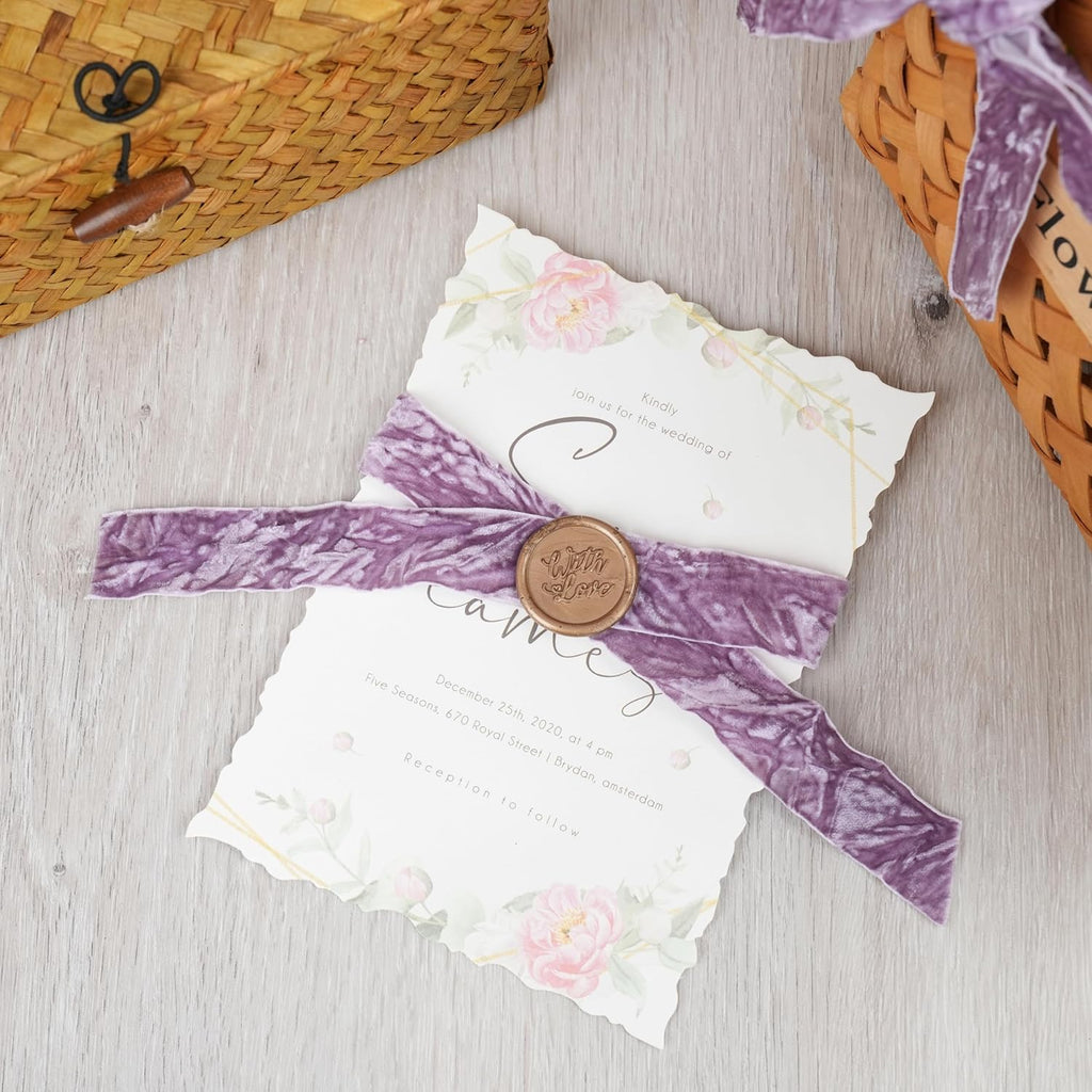 MAYREEL 1 Inch Dusty Purple Crushed Velvet Ribbon Lilac Vintage for Flower Bouquets Wedding Invitations Crafts Gift Wrapping Party Favor Boxes 10 Yards