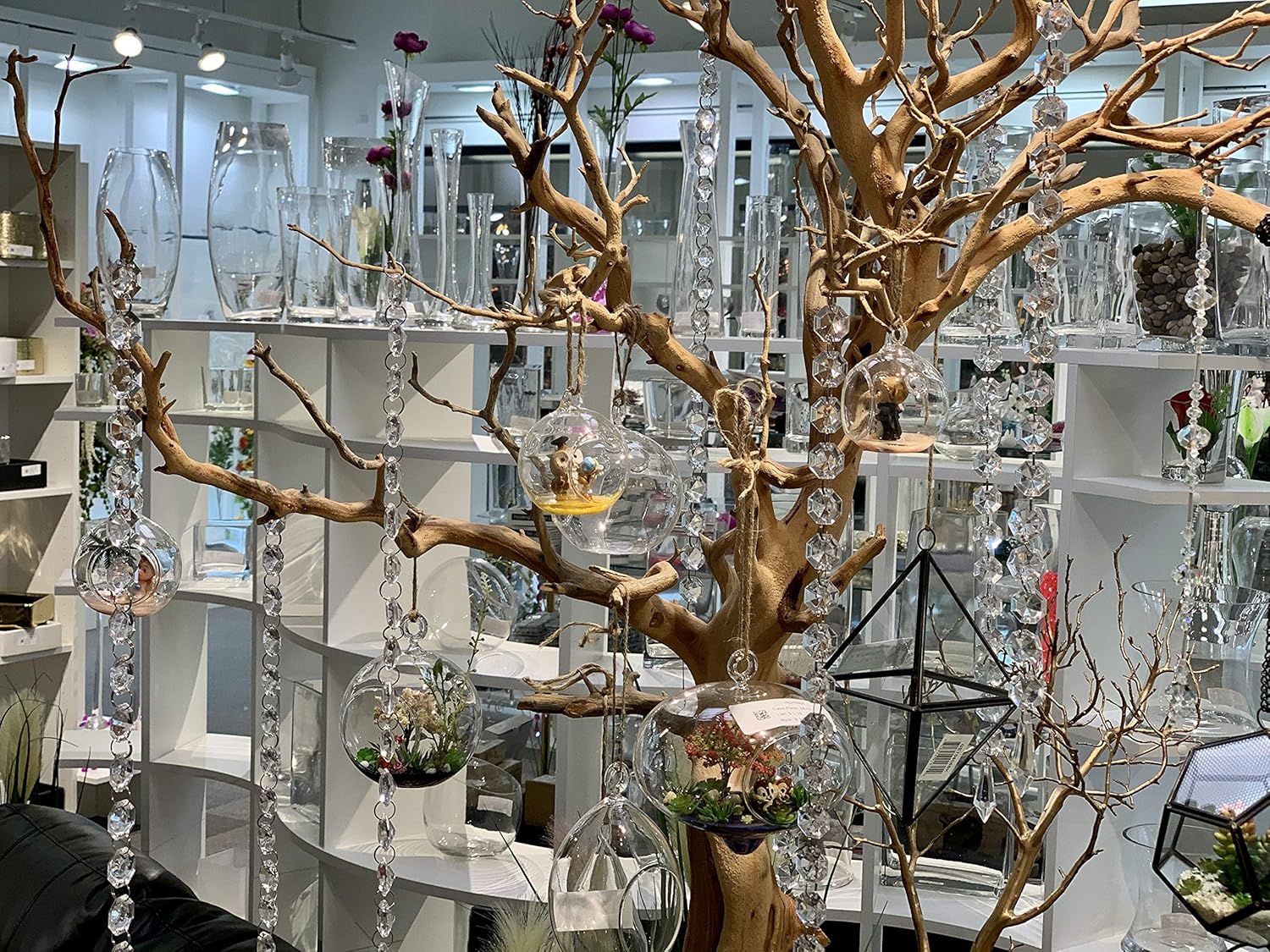 WGV Hanging Terrarium, Width 3.5", Height 7", Oblong, Double Hook, DIY Air Succulent Planter, Clear Glass Vase Orb, Candle Holder for Windowsill Outdoor Garden Decor, 6 Pieces Bulk