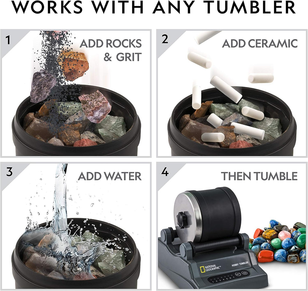 NATIONAL GEOGRAPHIC Ceramic Media for Rock Tumbling – 1.5 lb Ceramic Pellets, Tumbling Media for Rock Polisher, Use with Rock Tumbler Grit, Protects Rocks, Reusable, Rock Tumbling Supplies