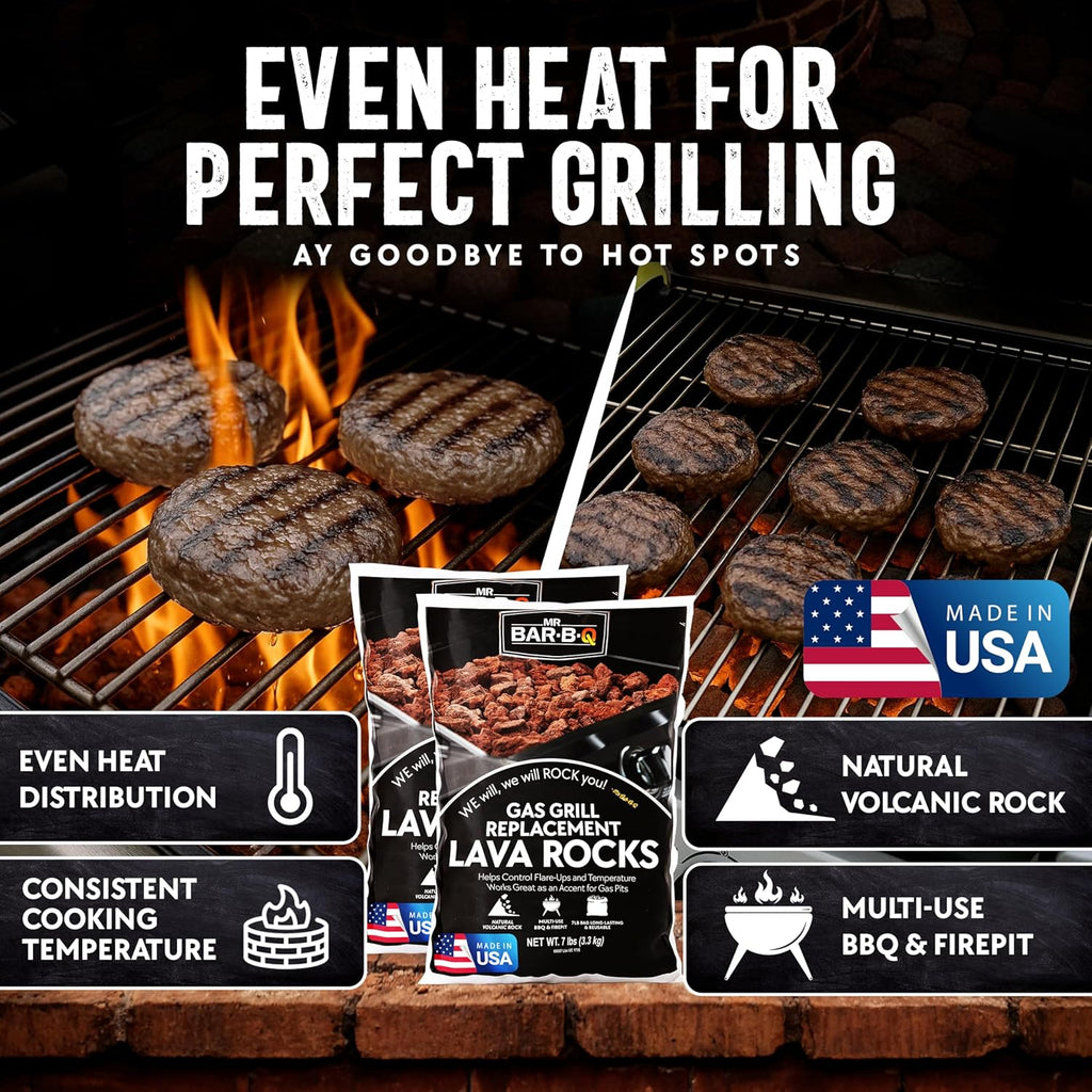 7 Lb. Bag of Natural Lava Rocks for Outdoor BBQ Cooking, Burner Grill, Fire Pit, Bonfires, Campfire, Indoor Fireplace, Fire Bowl, Lava Rocks for Gas Grill Charbroilers by FryOilSaver Co. (Pack of 2)