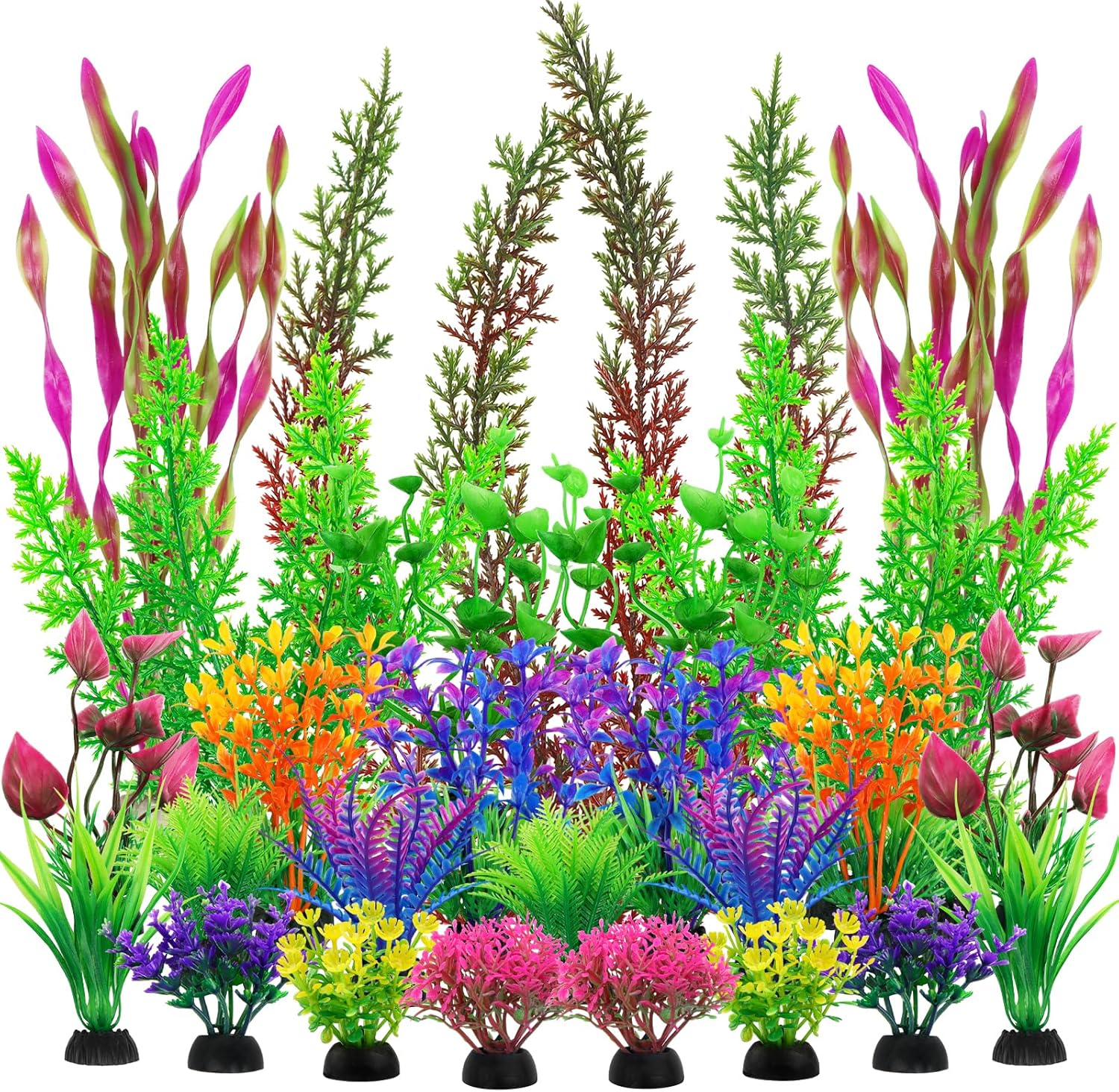 25pcs Colorful Aquarium Artificial Plastic Plants Decoration, Grass Aquarium Decor Set, Fish Tank Decorations Hides Accessories